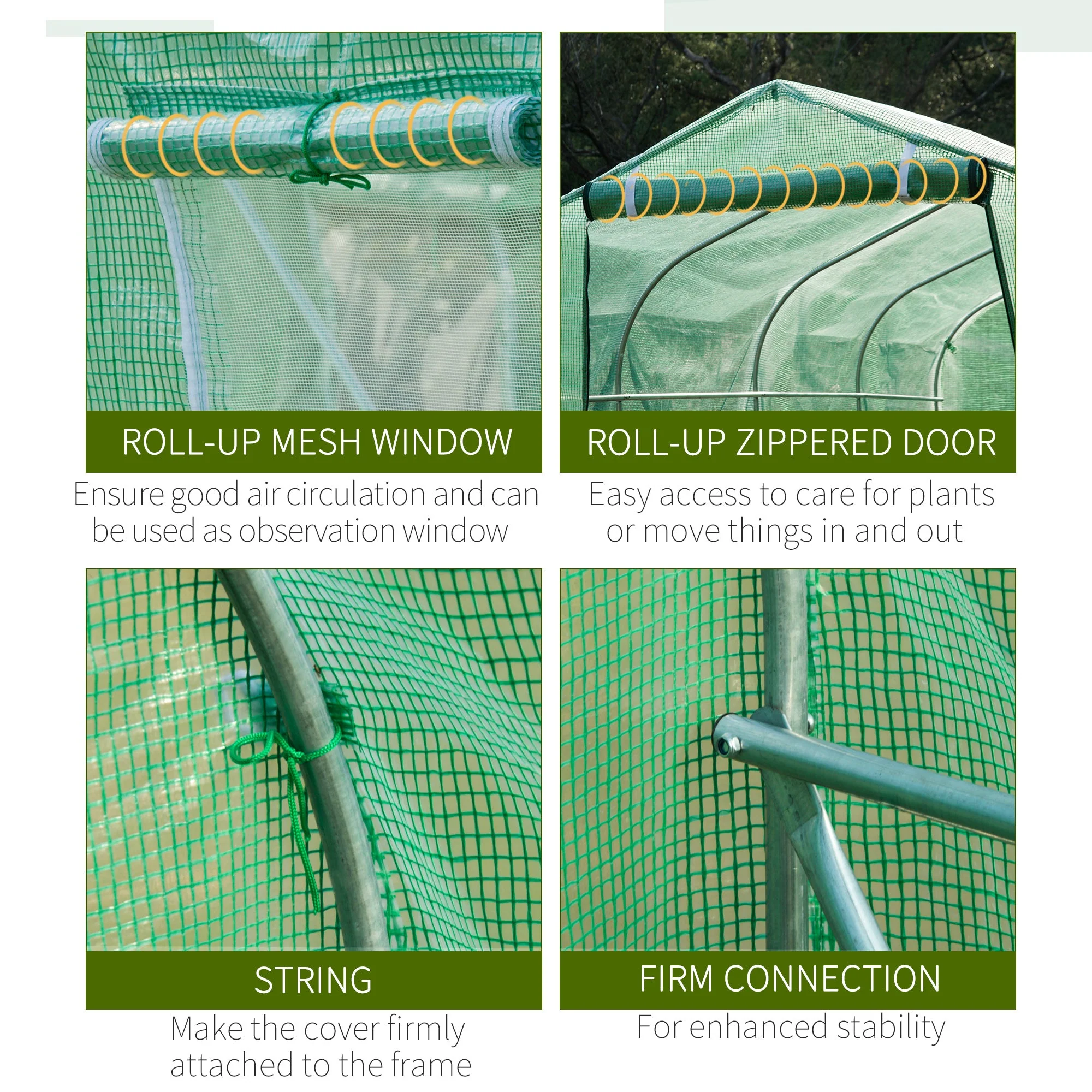 4x2 m Polytunnel Walk-in Greenhouse-Green - Image 6