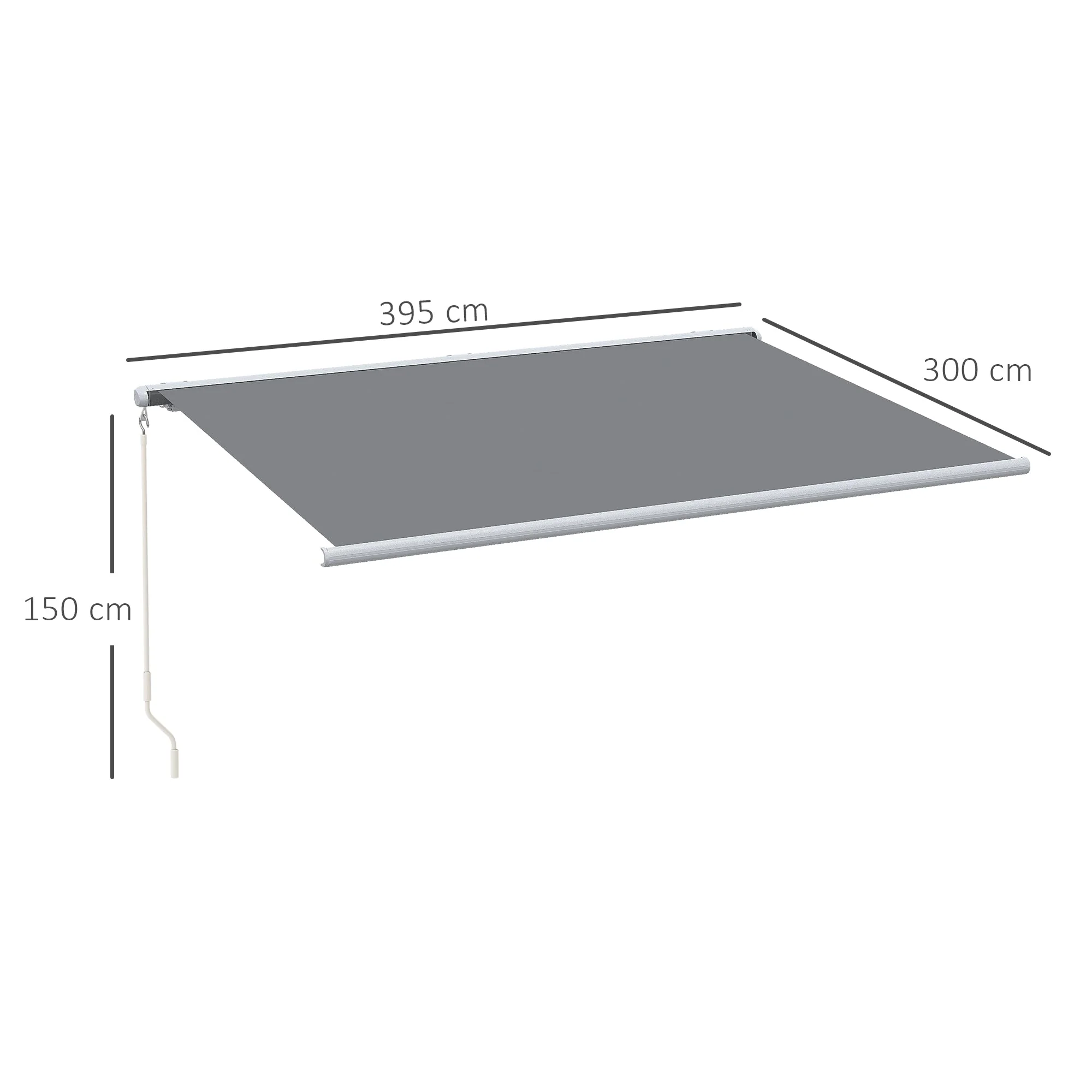 4x3m Full Cassette Electric/Manual Retractable Awning with LED Light and Remote Controller - Image 2