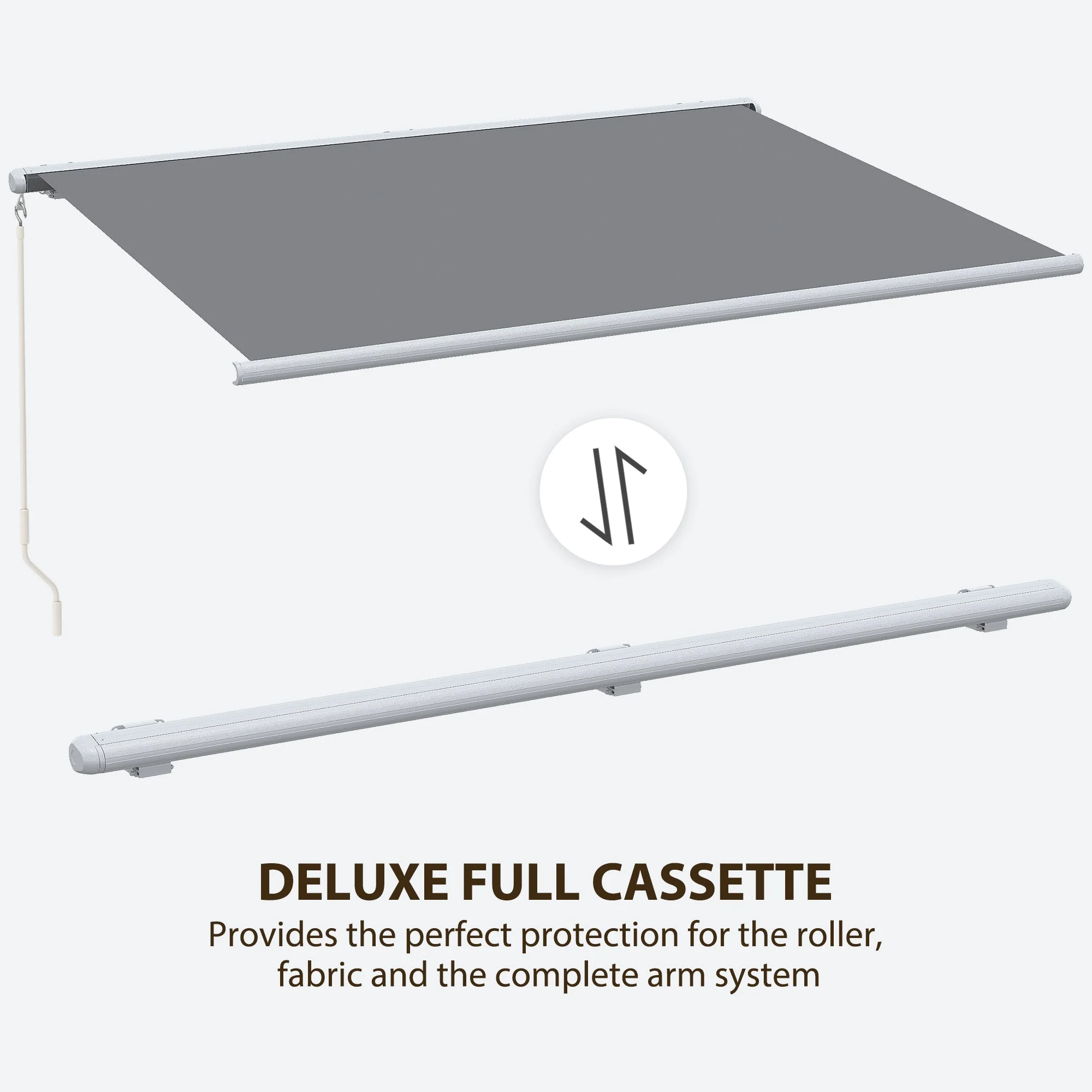 4x3m Full Cassette Electric/Manual Retractable Awning with LED Light and Remote Controller - Image 4