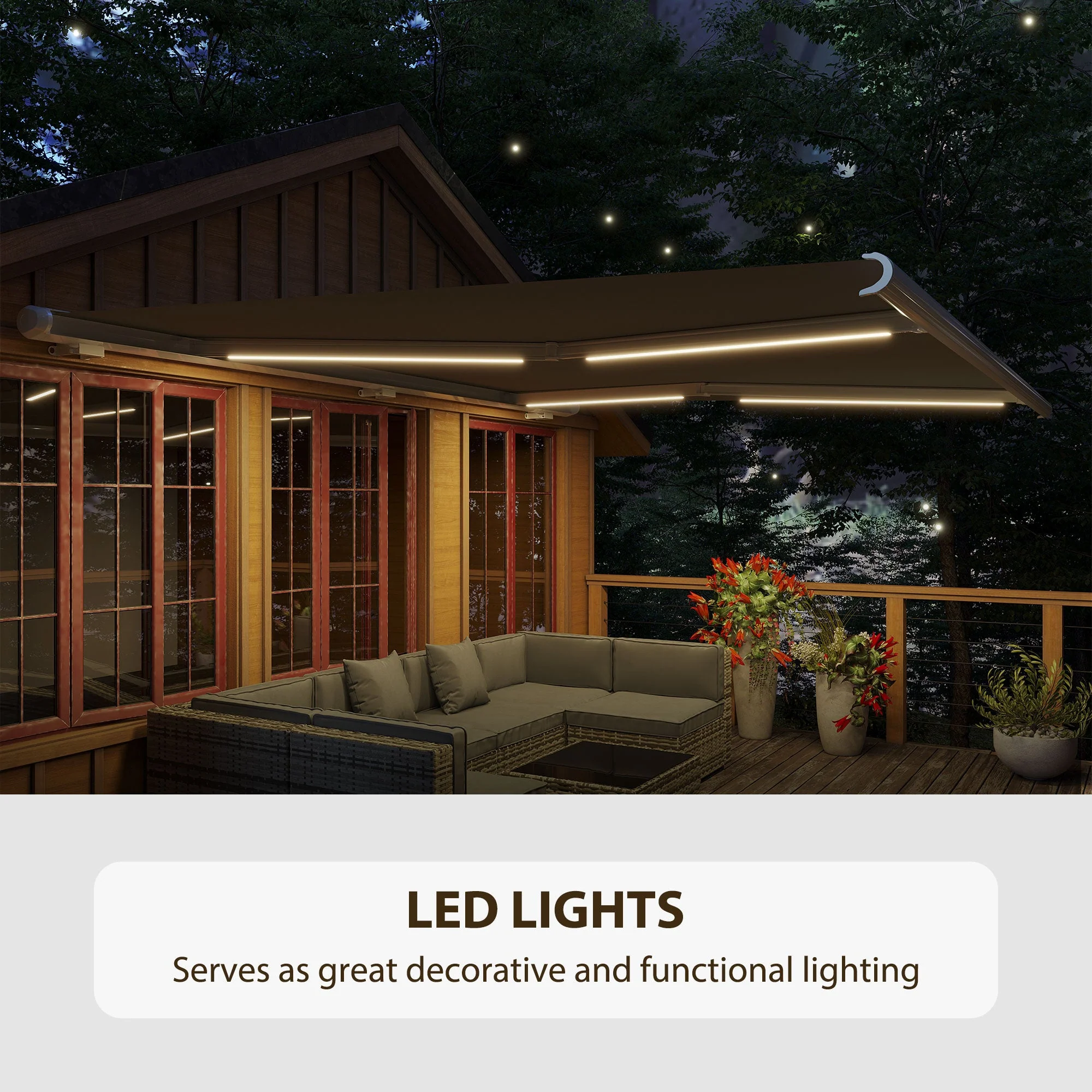 4x3m Full Cassette Electric/Manual Retractable Awning with LED Light and Remote Controller - Image 5