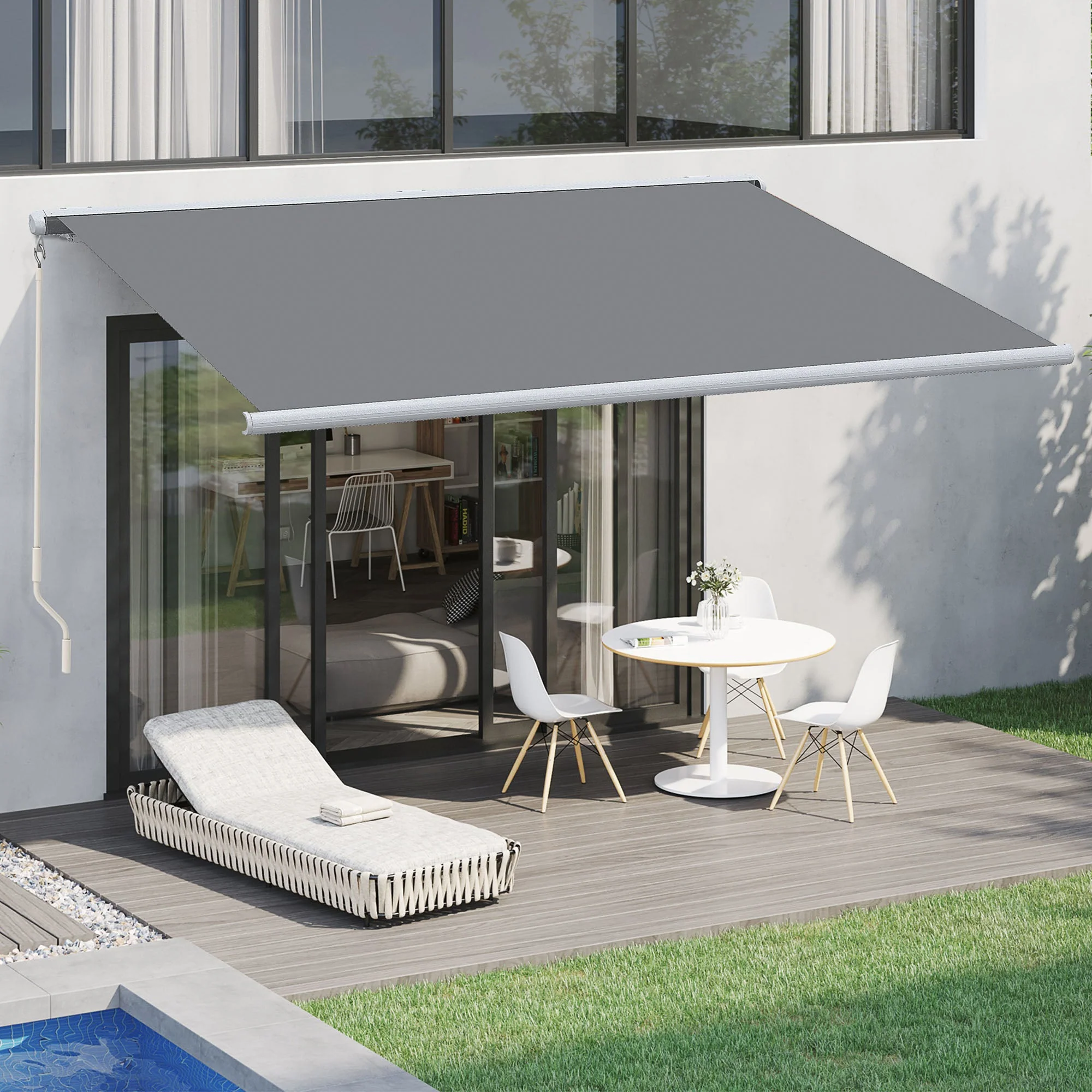 4x3m Full Cassette Electric/Manual Retractable Awning with LED Light and Remote Controller - Image 8