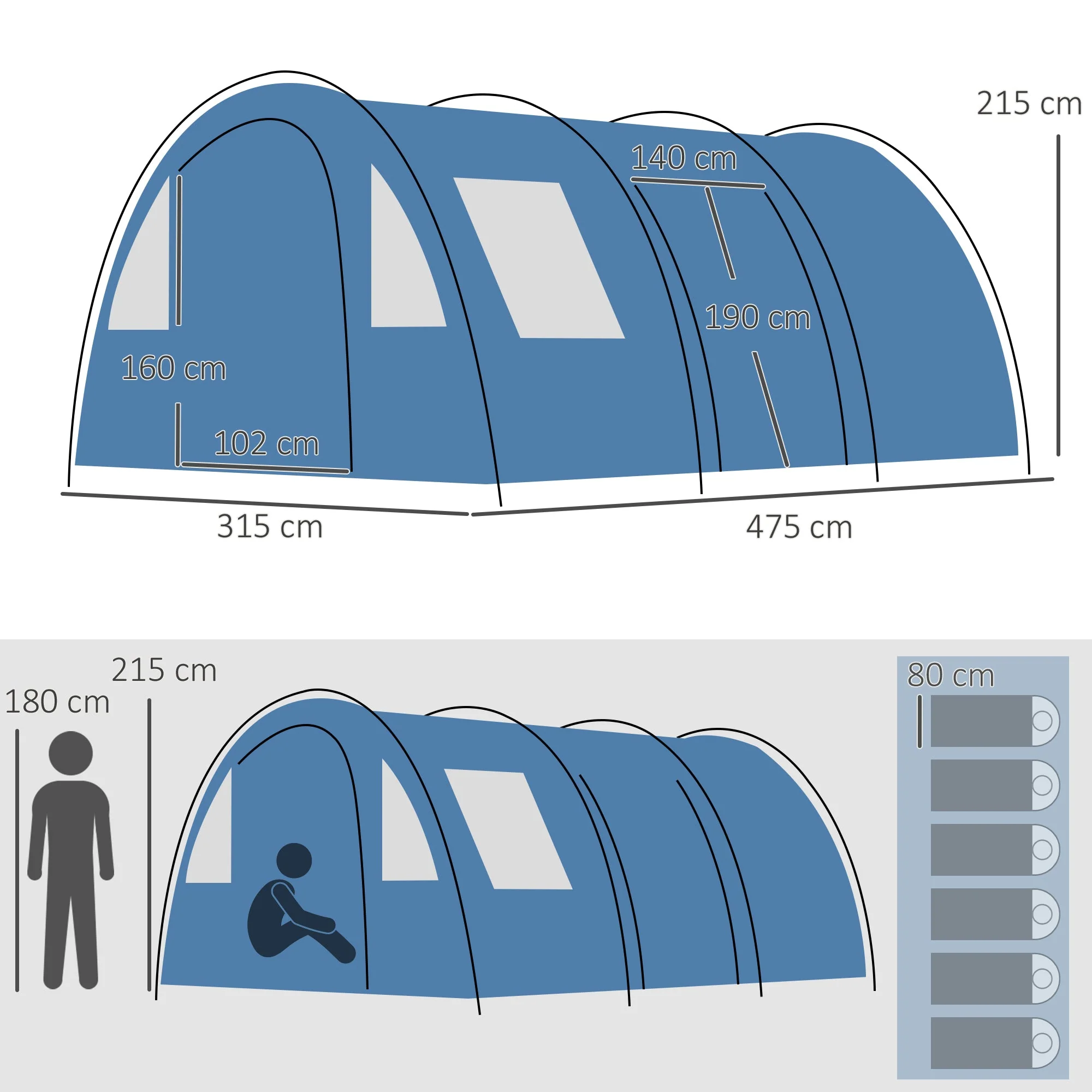 5-6 Man Tunnel Tent - Image 3
