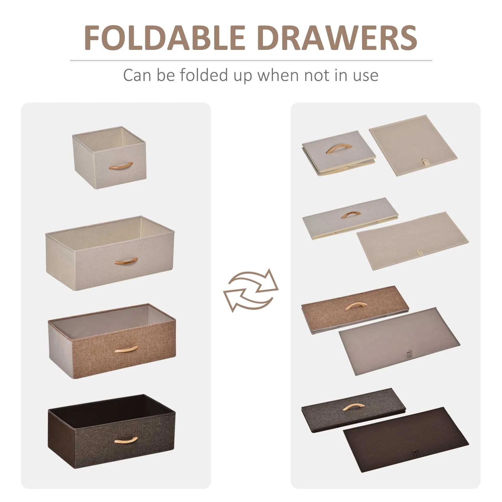 5-Drawer Dresser Tower Fabric Chest of Drawers with Steel Frame Wooden Top - Image 4