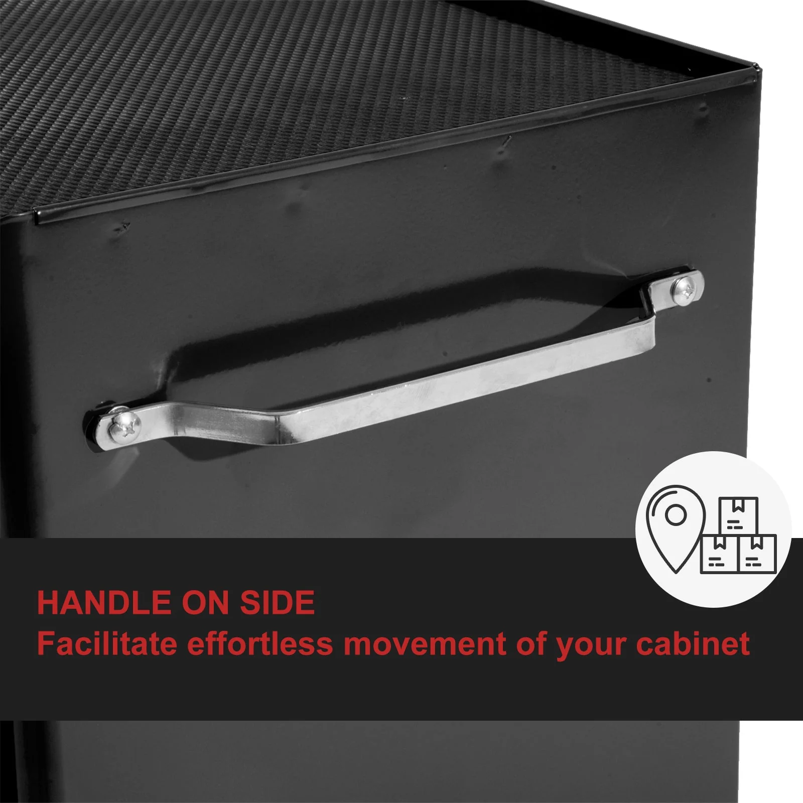 5-Drawer Lockable Steel Tool Storage Cabinet w/ Wheels Handle 2 Keys Organisation Box Unit Chest Garage DIY Workshop Trolley Black - Image 4