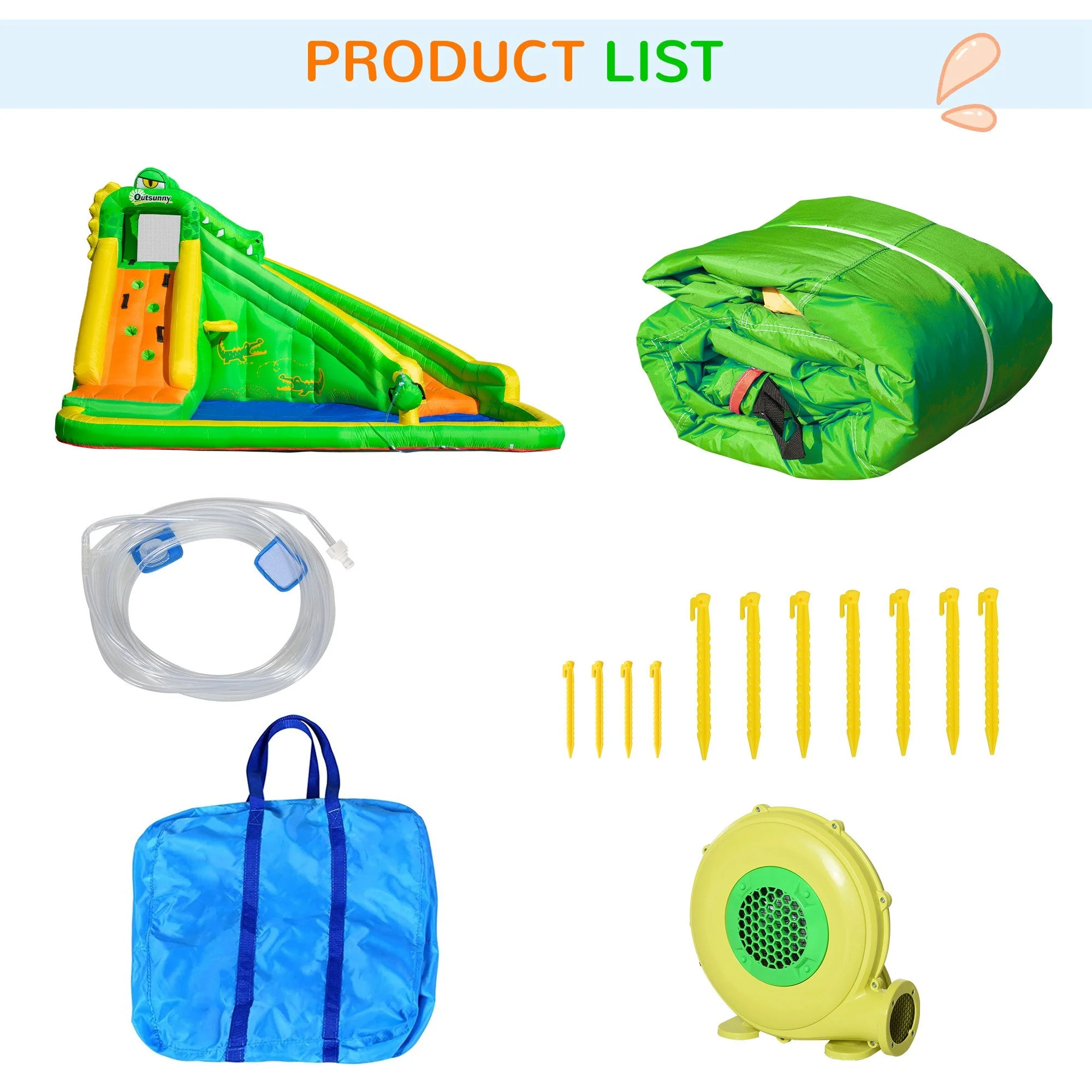 5 in 1 Kids Bouncy Castle Large Crocodile Style Inflatable House Slide Basket Water Pool Gun Climbing Wall with Blower Carrybag for Kids Age 3-8 - Image 8
