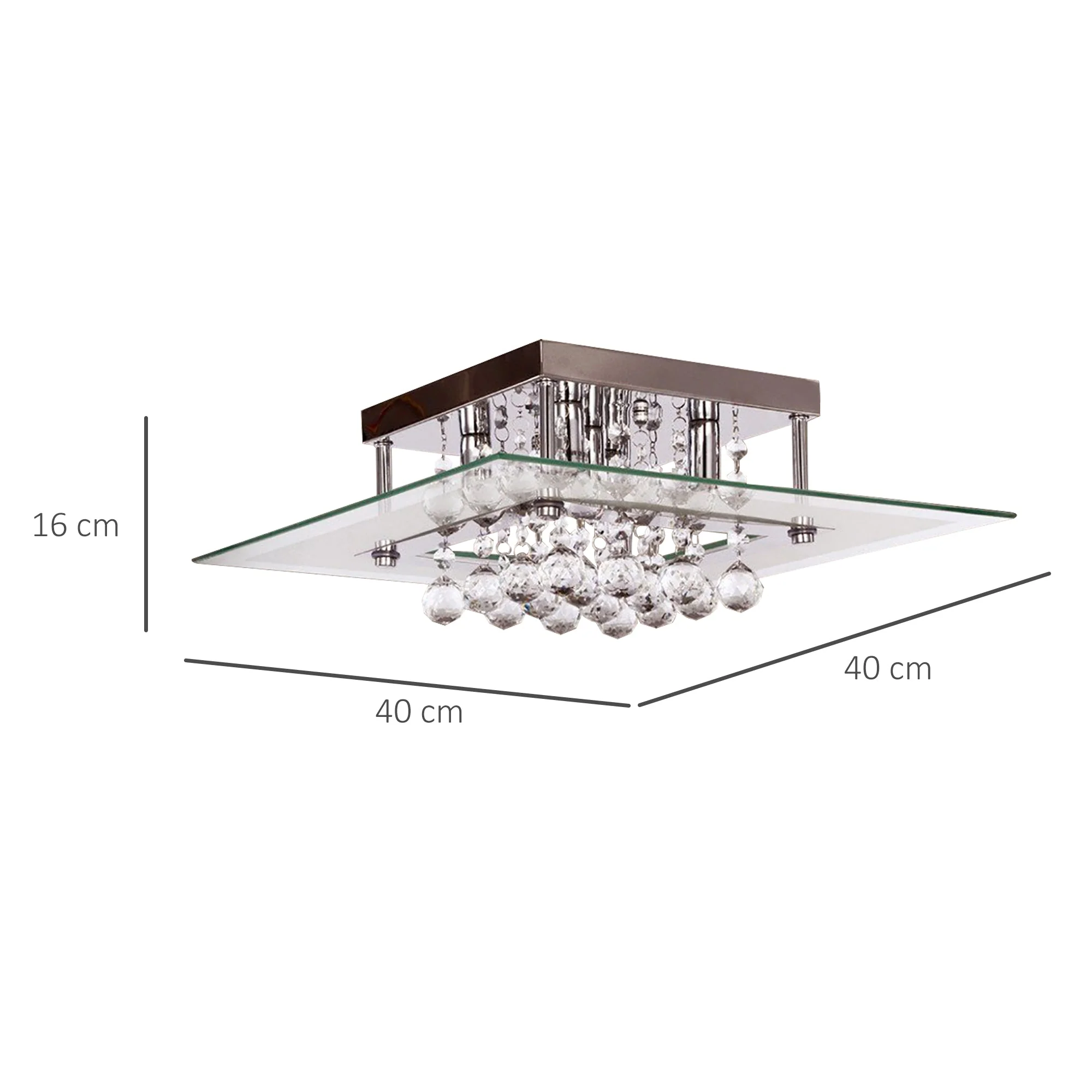 5 Light K9 Crystal Droplet Ceiling Pendant Fixture Silver - Image 3