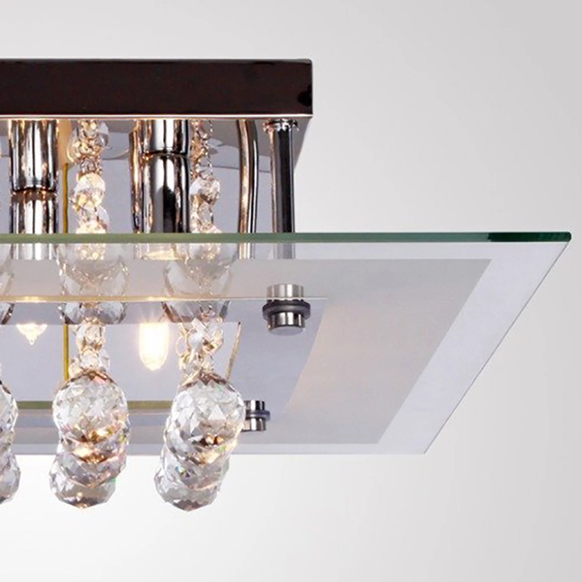 5 Light K9 Crystal Droplet Ceiling Pendant Fixture Silver - Image 8