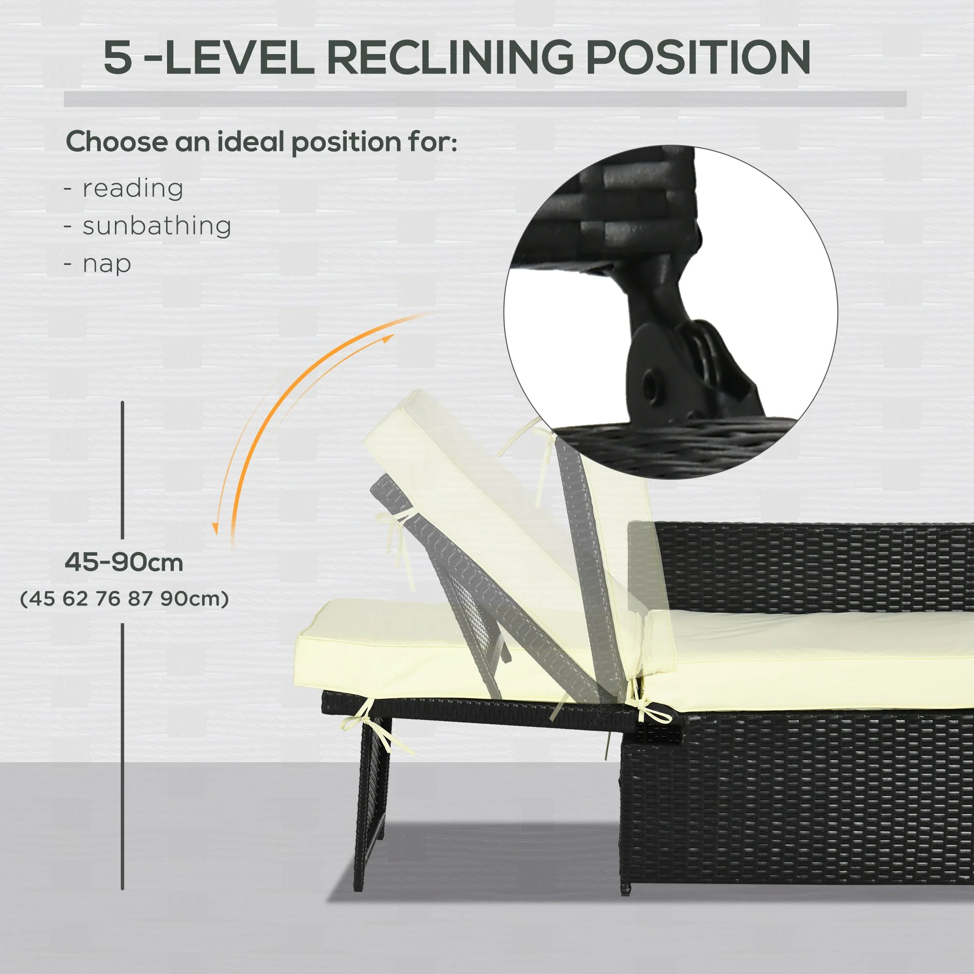 5-Piece PE Rattan Sun Lounger - Image 5