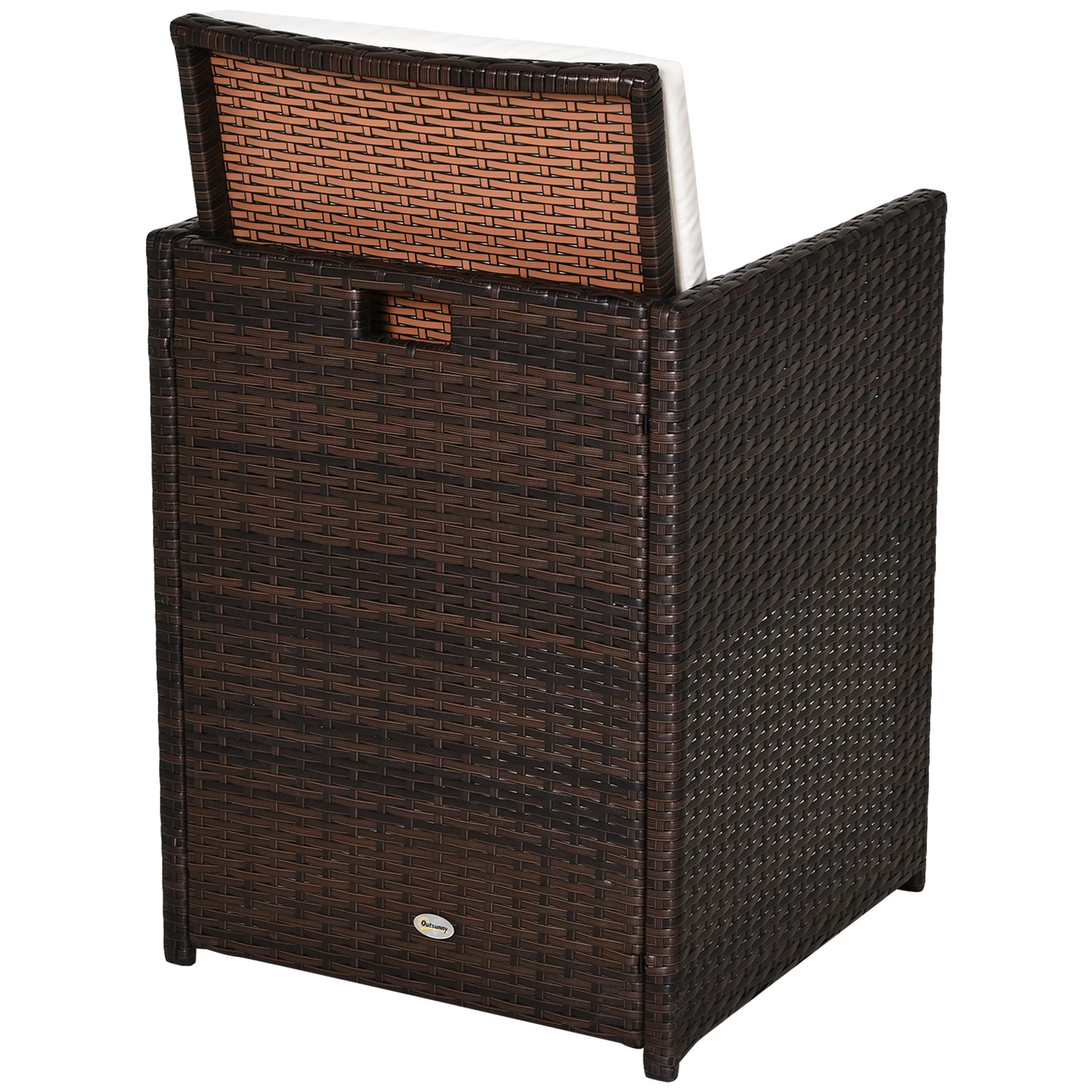 5-Piece Rattan Garden Furniture Space-saving Wicker Weave Sofa Set Conservatory Dining Table Table Chair Footrest Cushioned Brown - Image 8