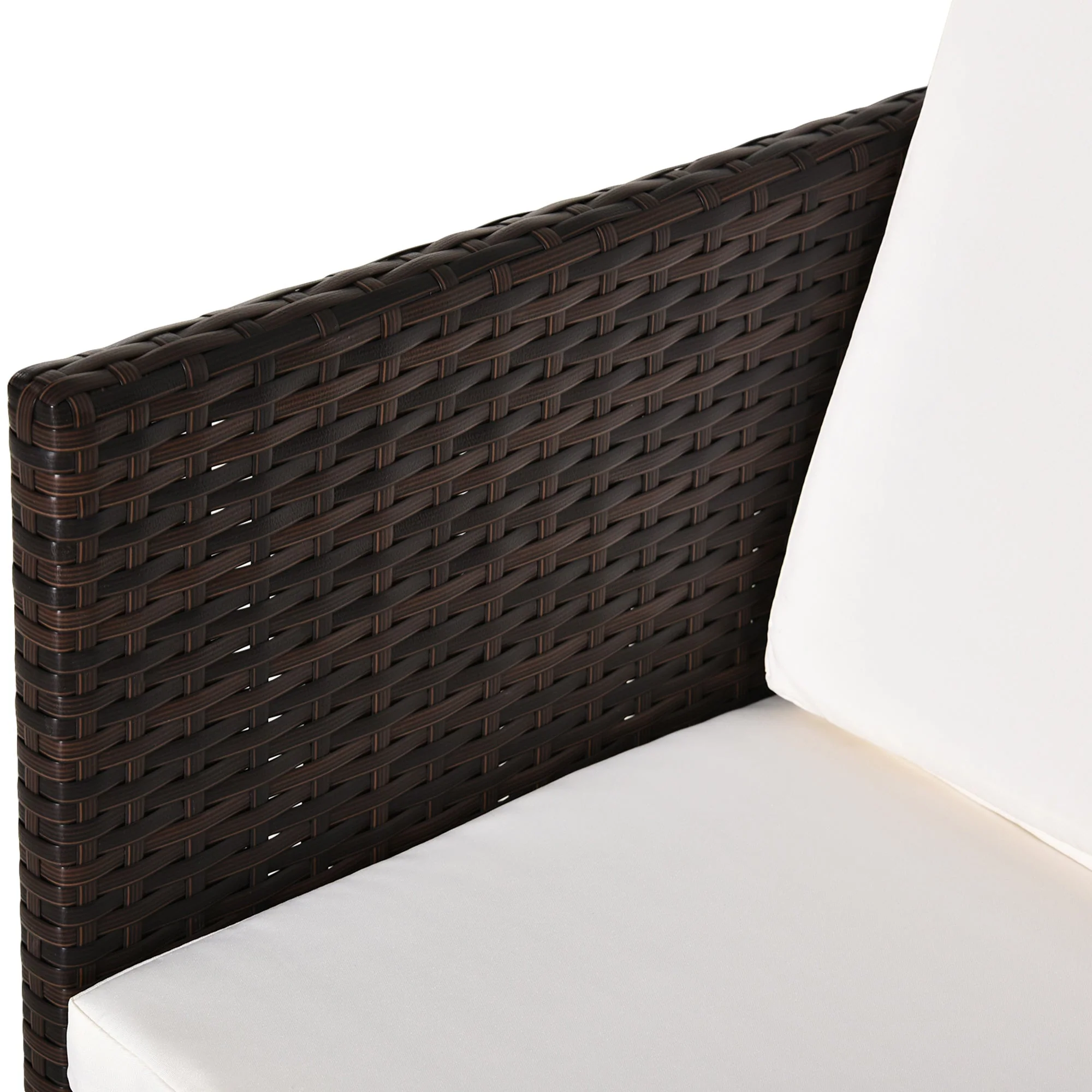 5-Piece Rattan Garden Furniture Space-saving Wicker Weave Sofa Set Conservatory Dining Table Table Chair Footrest Cushioned Brown - Image 9