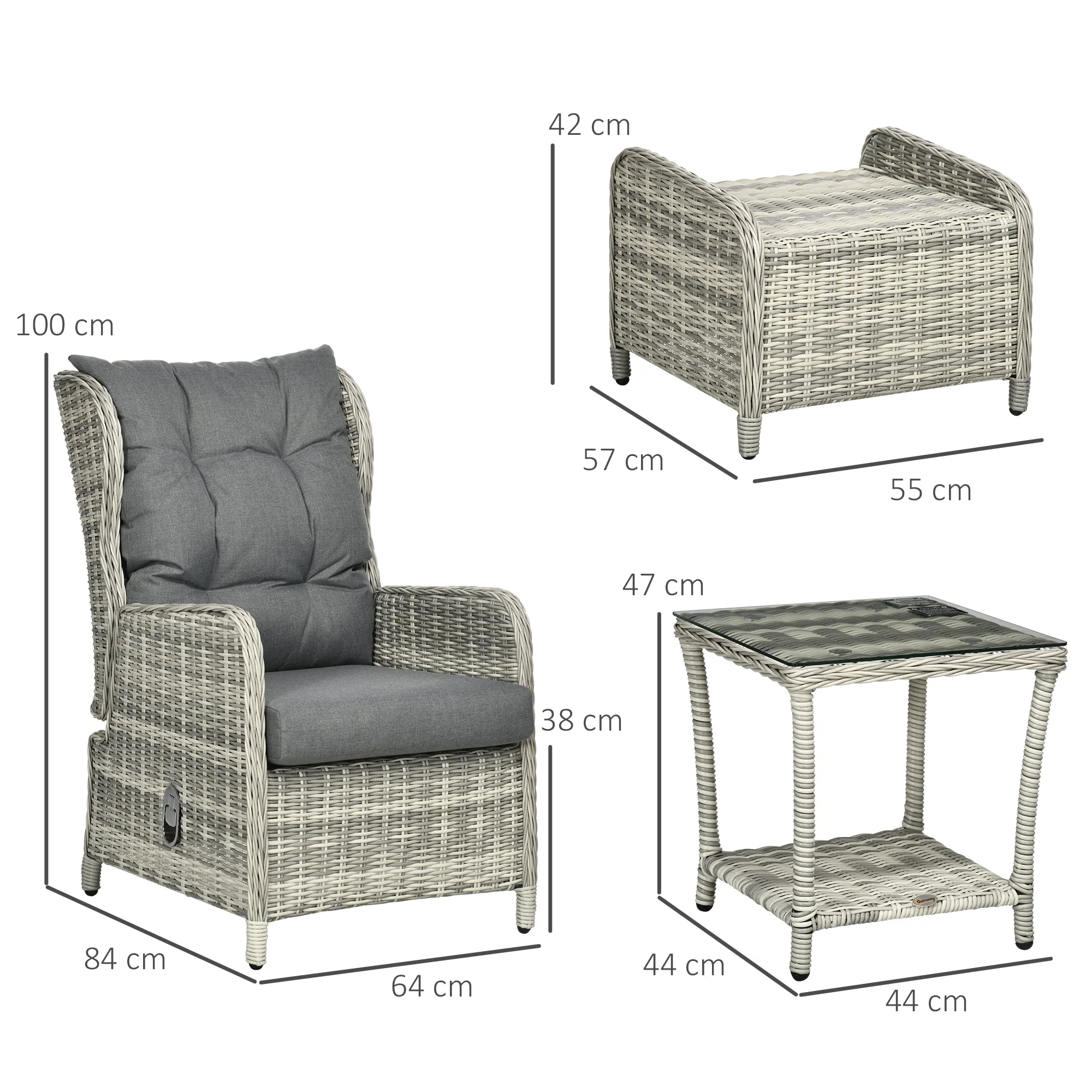 5-Pieces PE Rattan Sun Lounger Set - Image 2