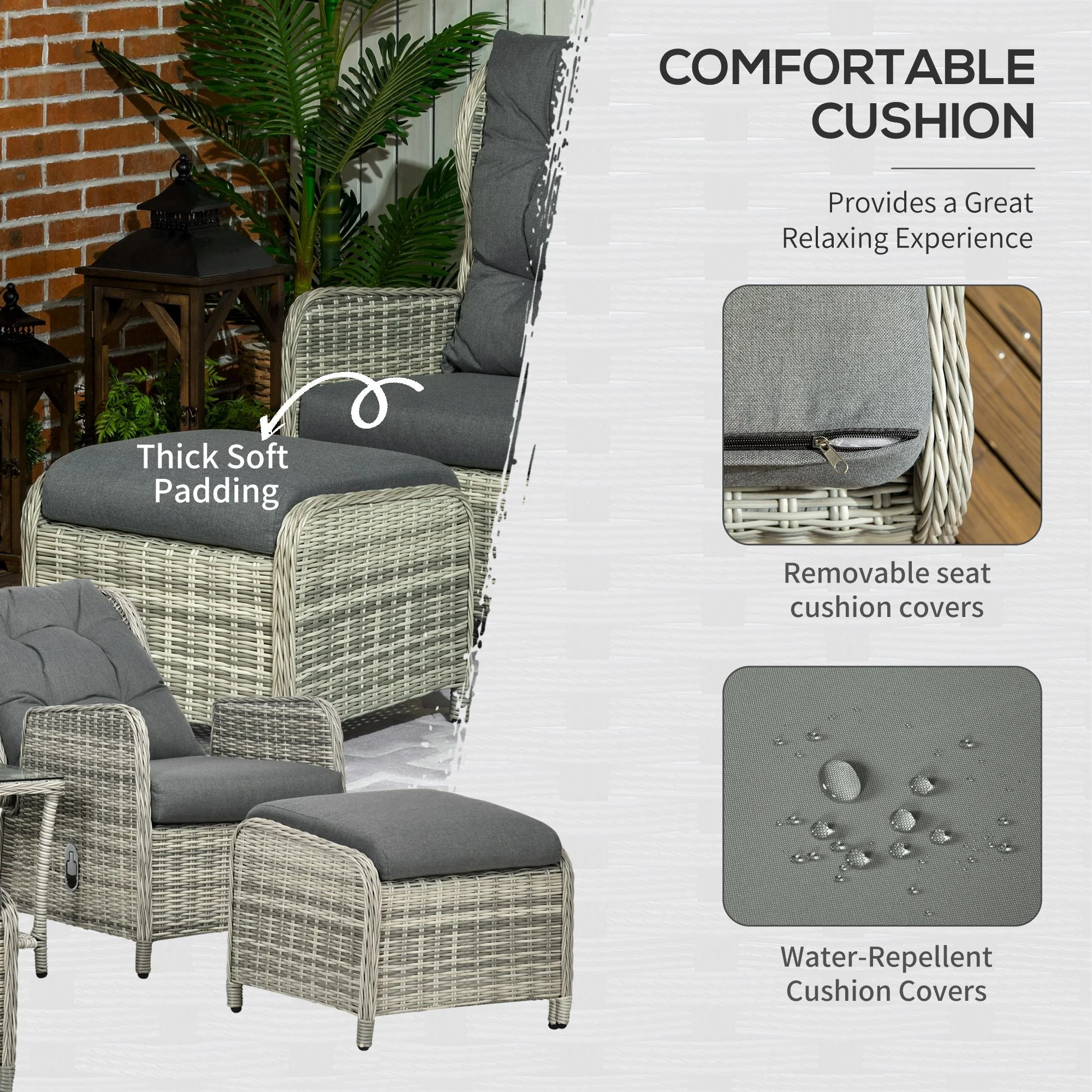 5-Pieces PE Rattan Sun Lounger Set - Image 4