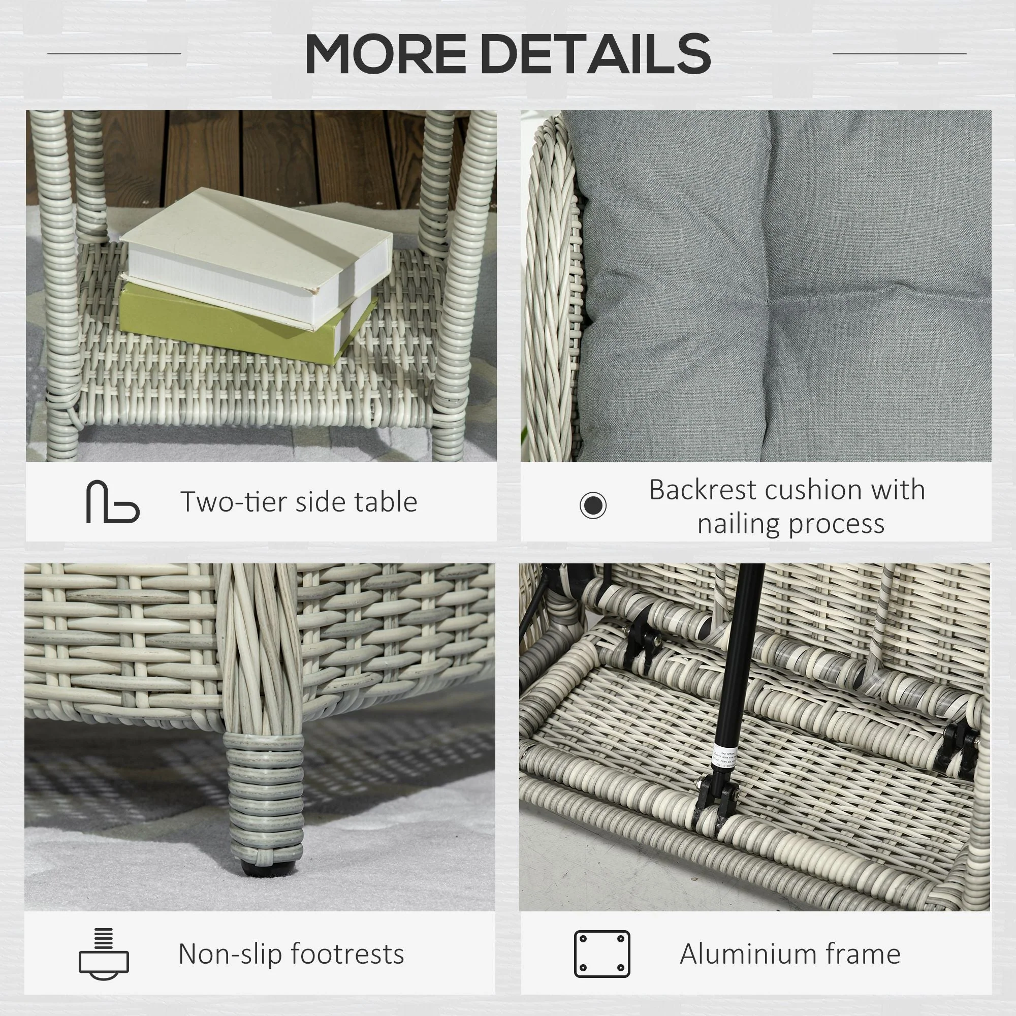 5-Pieces PE Rattan Sun Lounger Set - Image 6