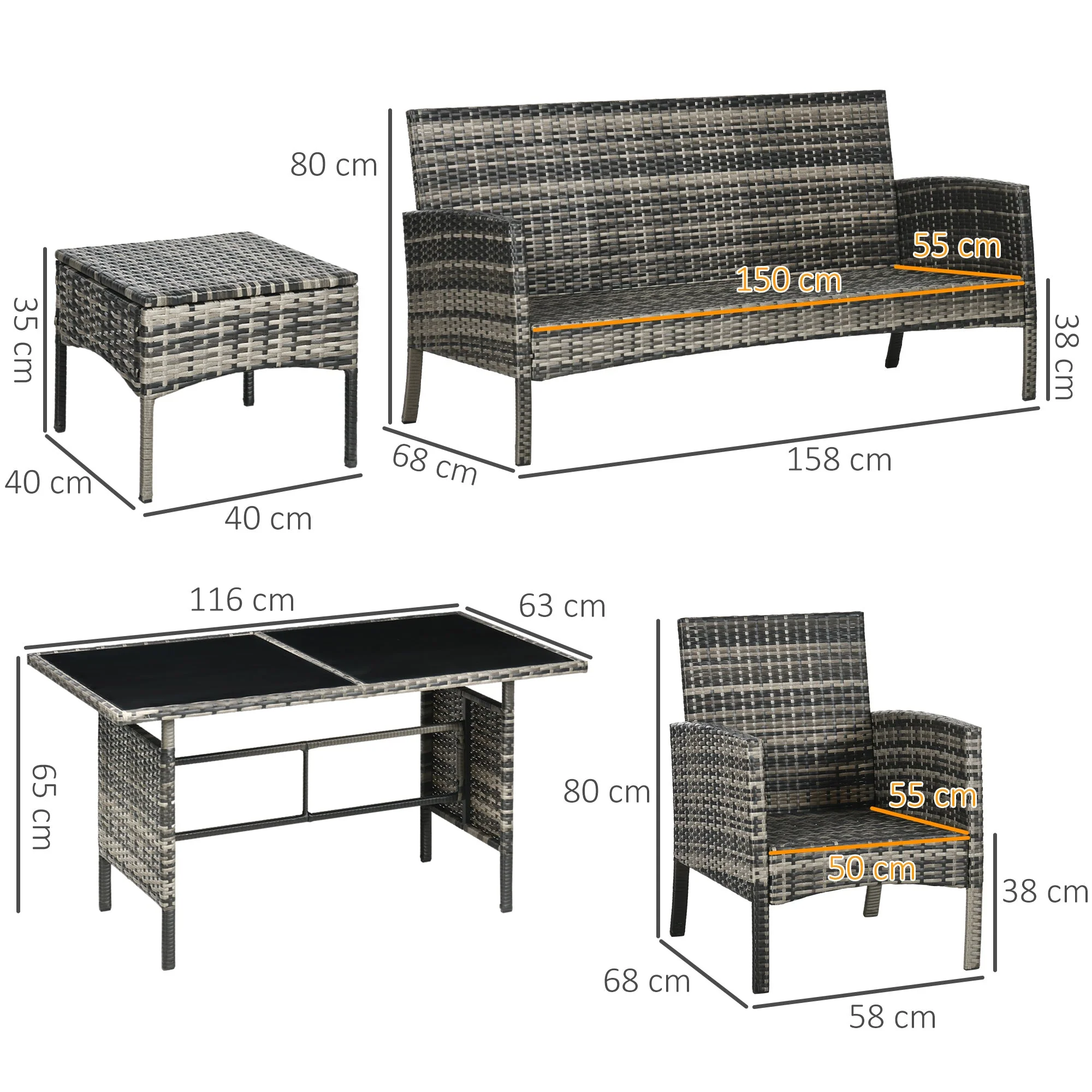 5 Seater Rattan Garden Furniture Set - Image 2