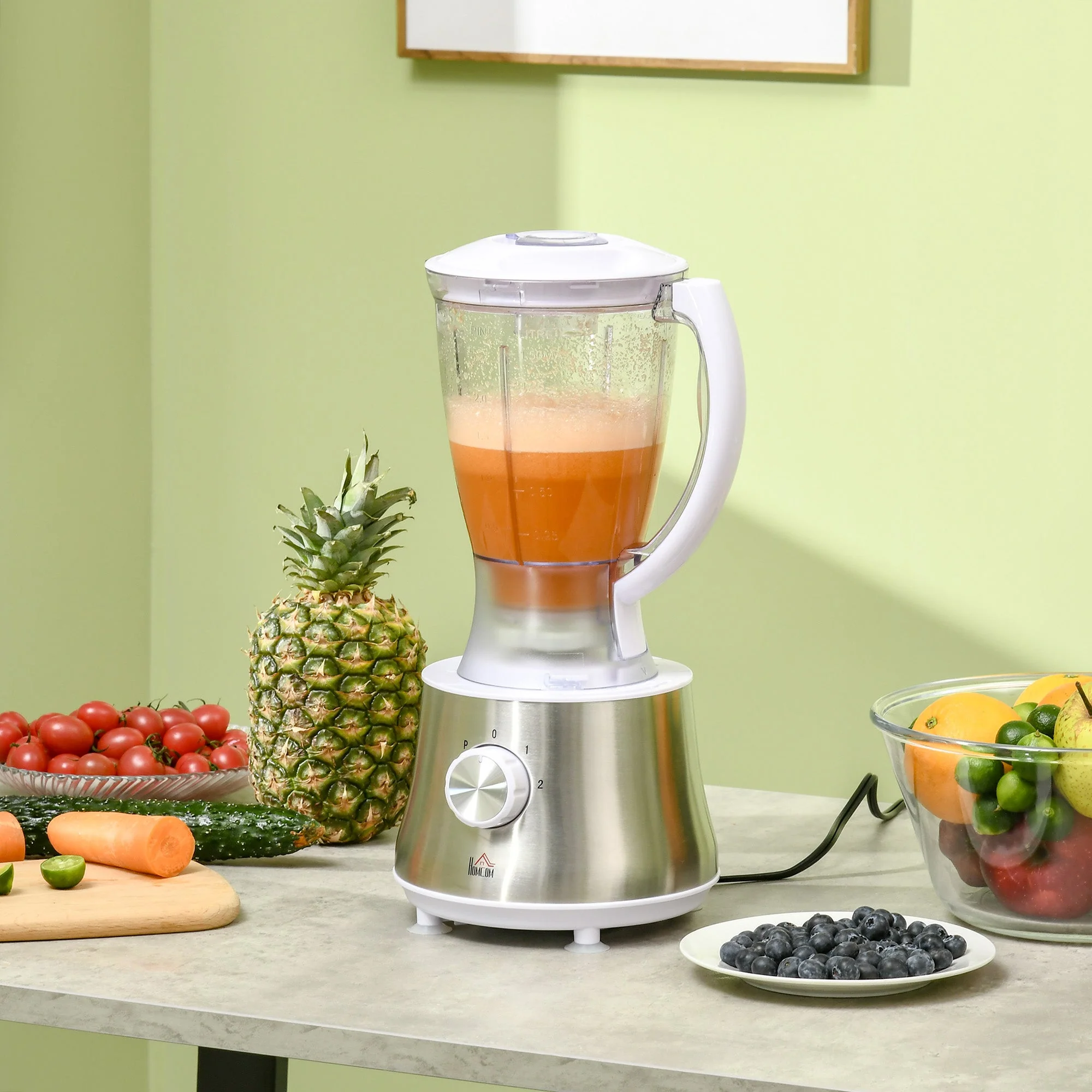 500W 1.5L Two Speed Food Processor White by Homcom - Image 2