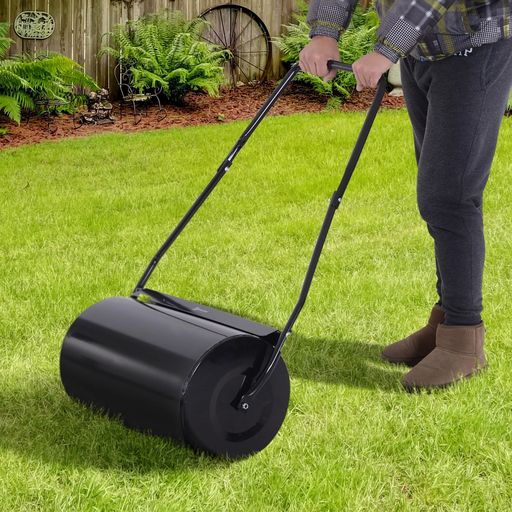 50cm Diameter 38L Drum Lawn Roller Sand Or Water Filled Steel by Durhand - Image 2