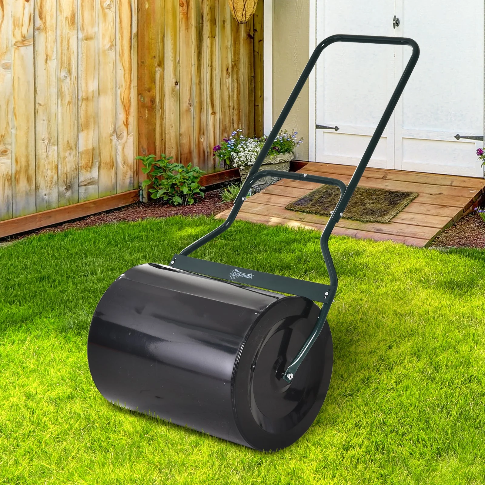 50cm Steel Garden Lawn Roller Push Pull w/ Fillable Cylinder Water Sand Plug Lawn Flatten Seed Sow Rolling Drum w/ Handle - Image 2