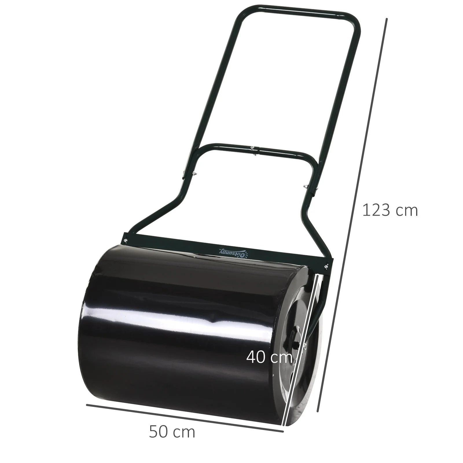 50cm Steel Garden Lawn Roller Push Pull w/ Fillable Cylinder Water Sand Plug Lawn Flatten Seed Sow Rolling Drum w/ Handle - Image 3