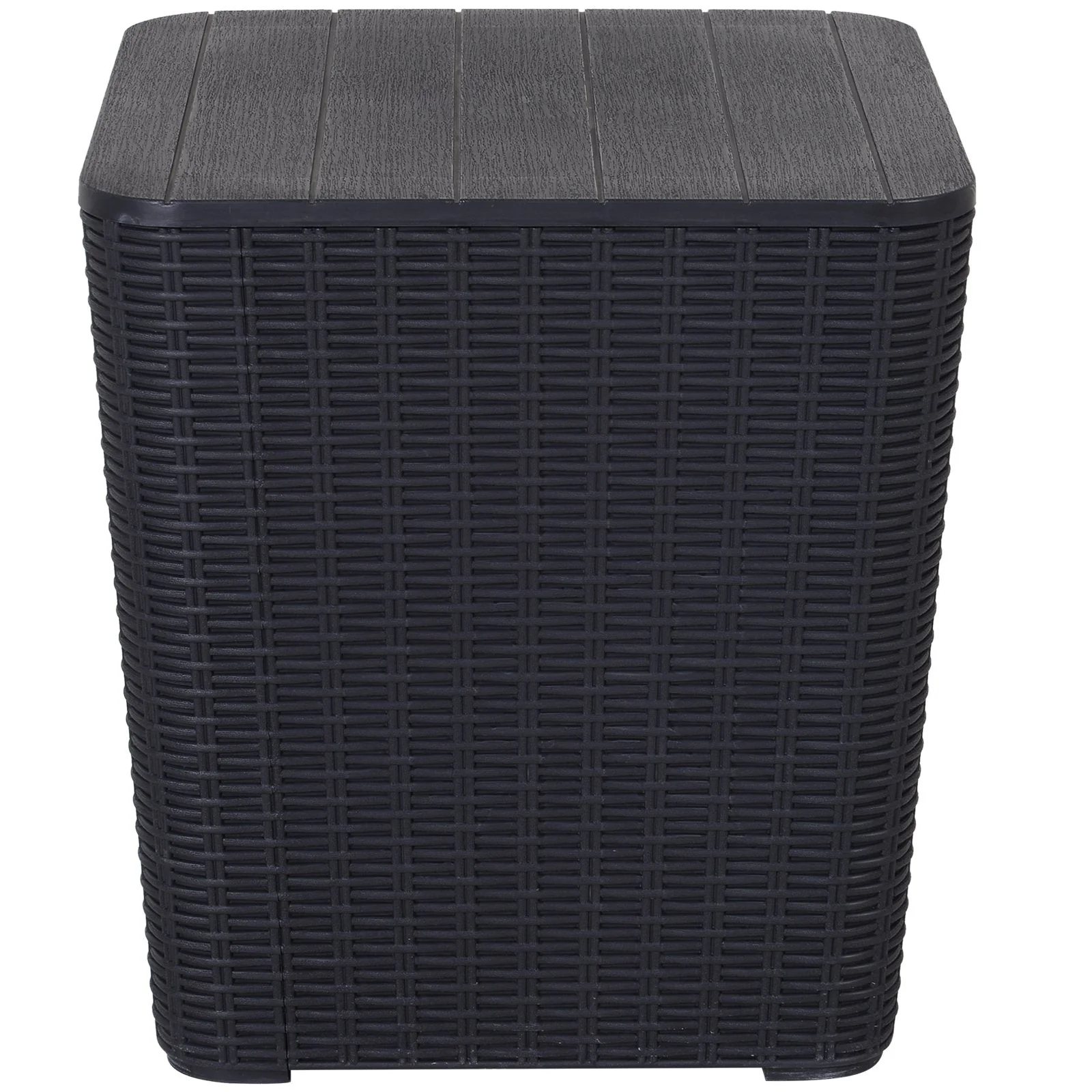 50L Outdoor Rattan-Effect Lift-Top Bar Tea Table Black - Image 8