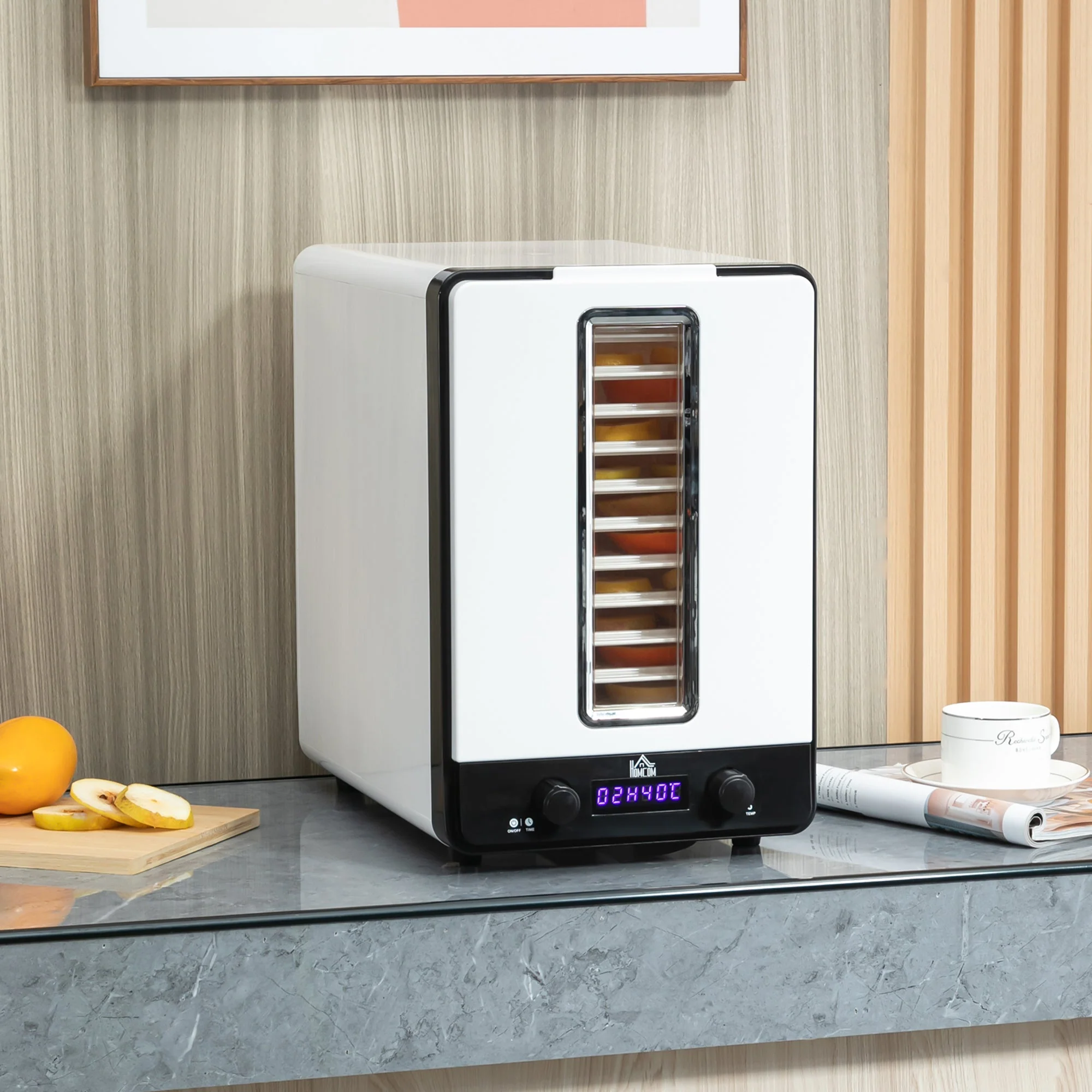 550W 10Kg Eleven Tray Food Dehydrator With Timer White by Homcom - Image 2