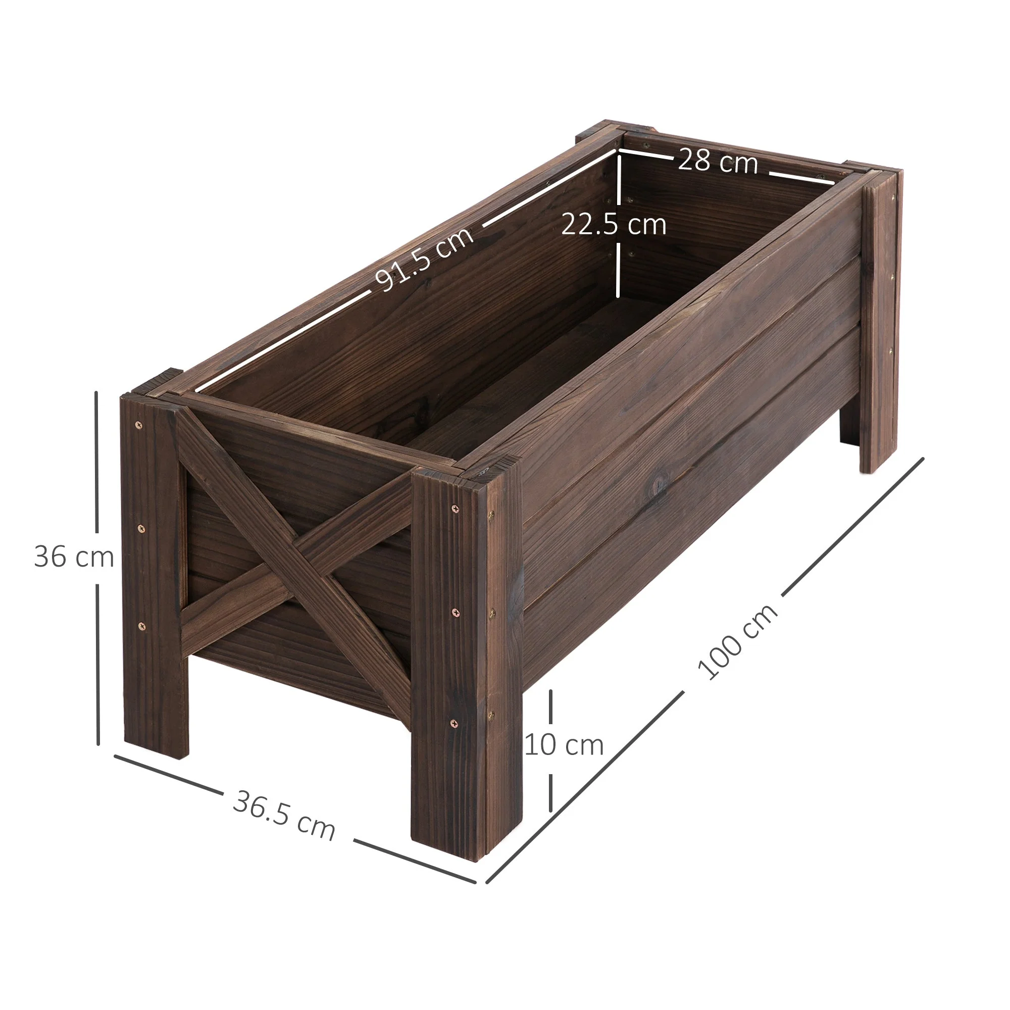 58L Garden Raised Bed Planter Grow Containers for Outdoor Patio Plant Flower Vegetable Pot Fir Wood - Image 3