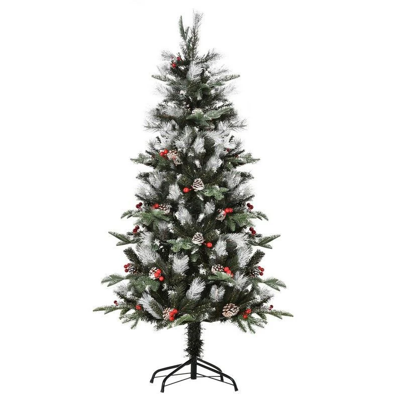 5ft Berries & Cones Christmas Tree Artificial - White Frosted Green 440 Tips - Image 2