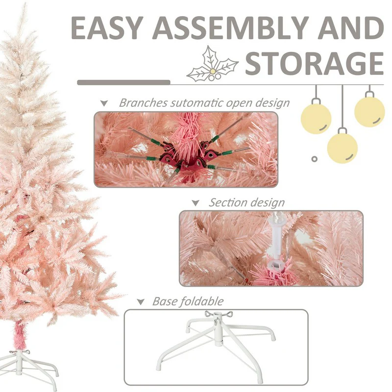 5ft Christmas Tree Artificial - Pink 450 Tips - Image 6