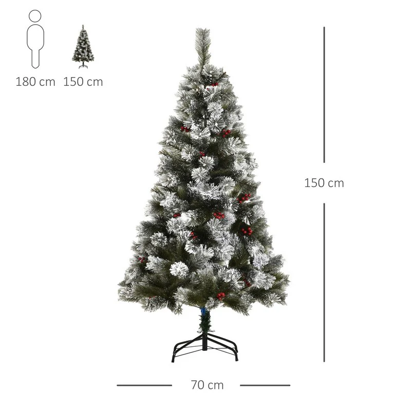 5ft Christmas Tree Artificial - White Frosted Green 184 Tips - Image 3