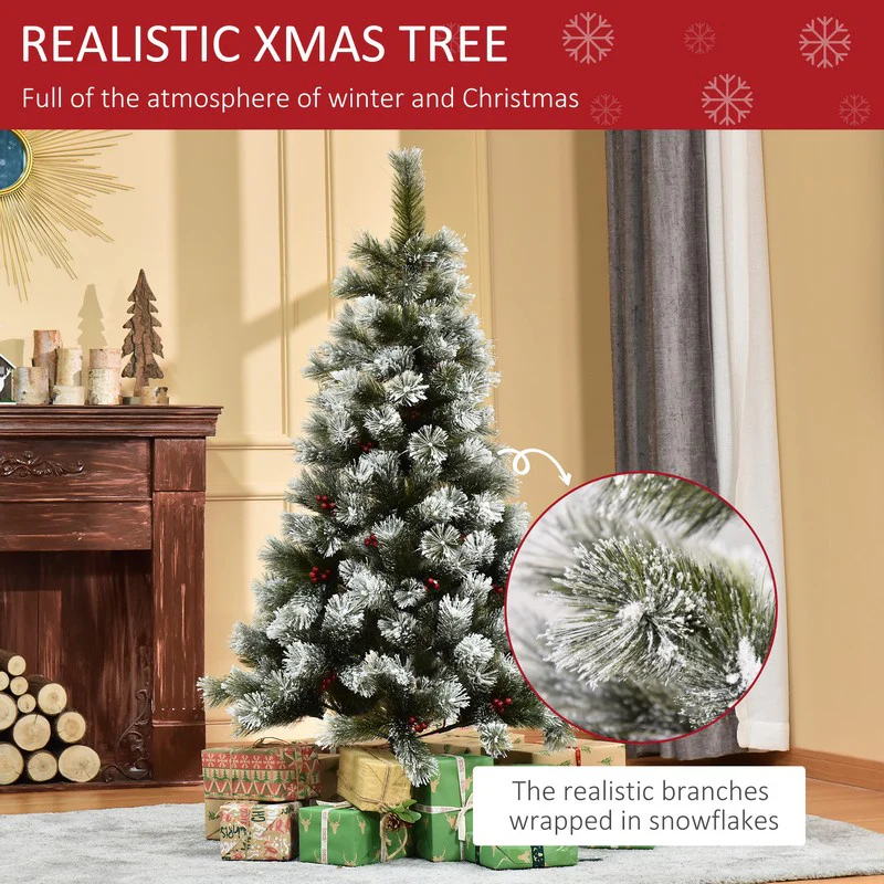 5ft Christmas Tree Artificial - White Frosted Green 184 Tips - Image 4