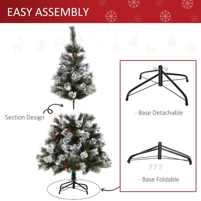 5ft Christmas Tree Artificial - White Frosted Green 184 Tips - Image 6