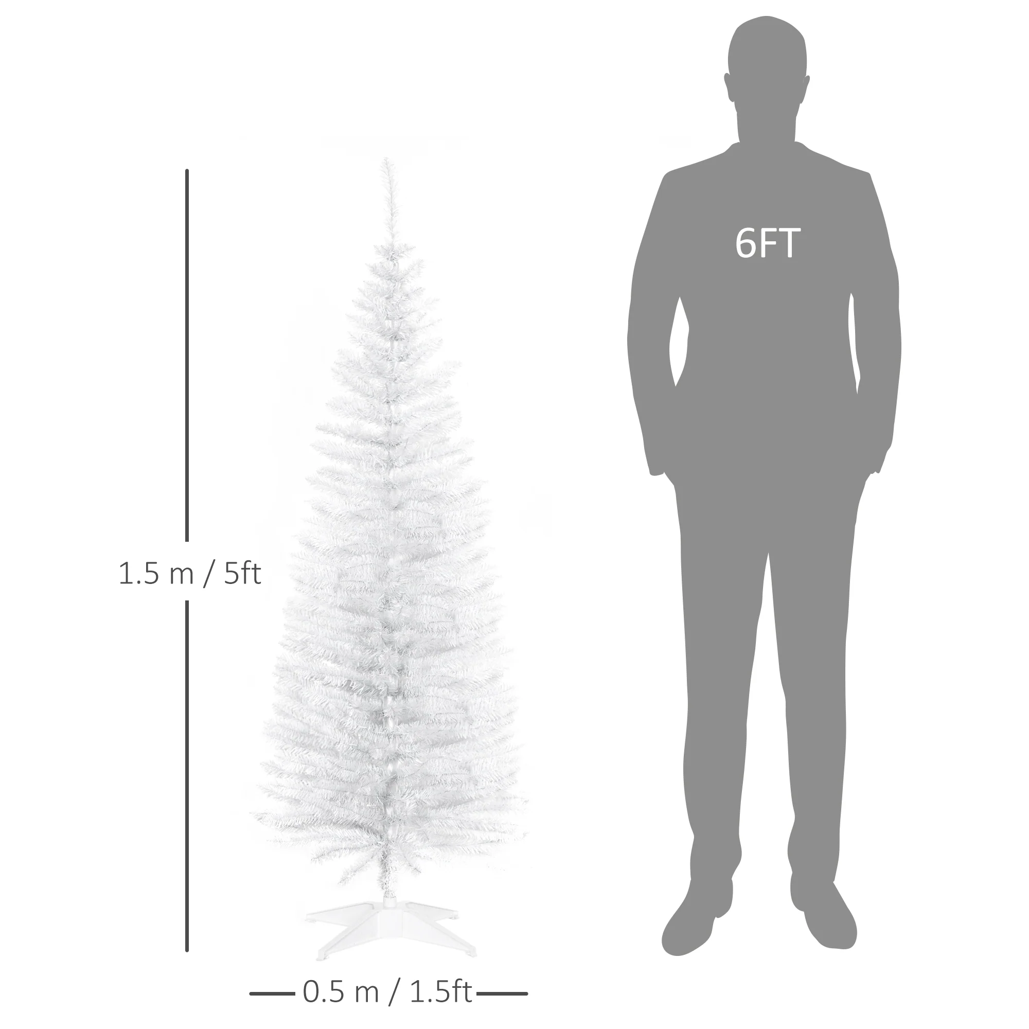 5ft Christmas Tree Artificial - White Slim  294 Tips - Image 3