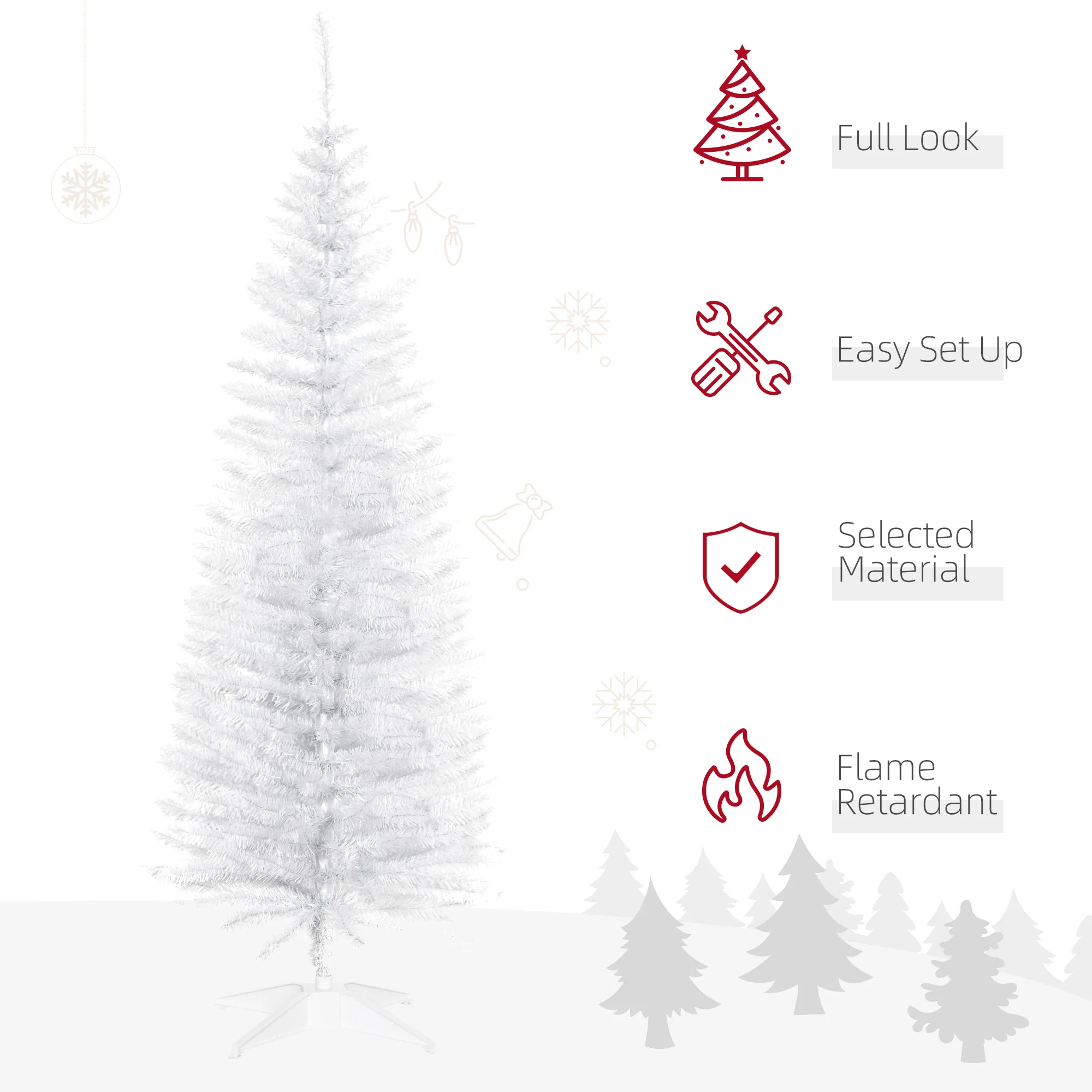 5ft Christmas Tree Artificial - White Slim  294 Tips - Image 4