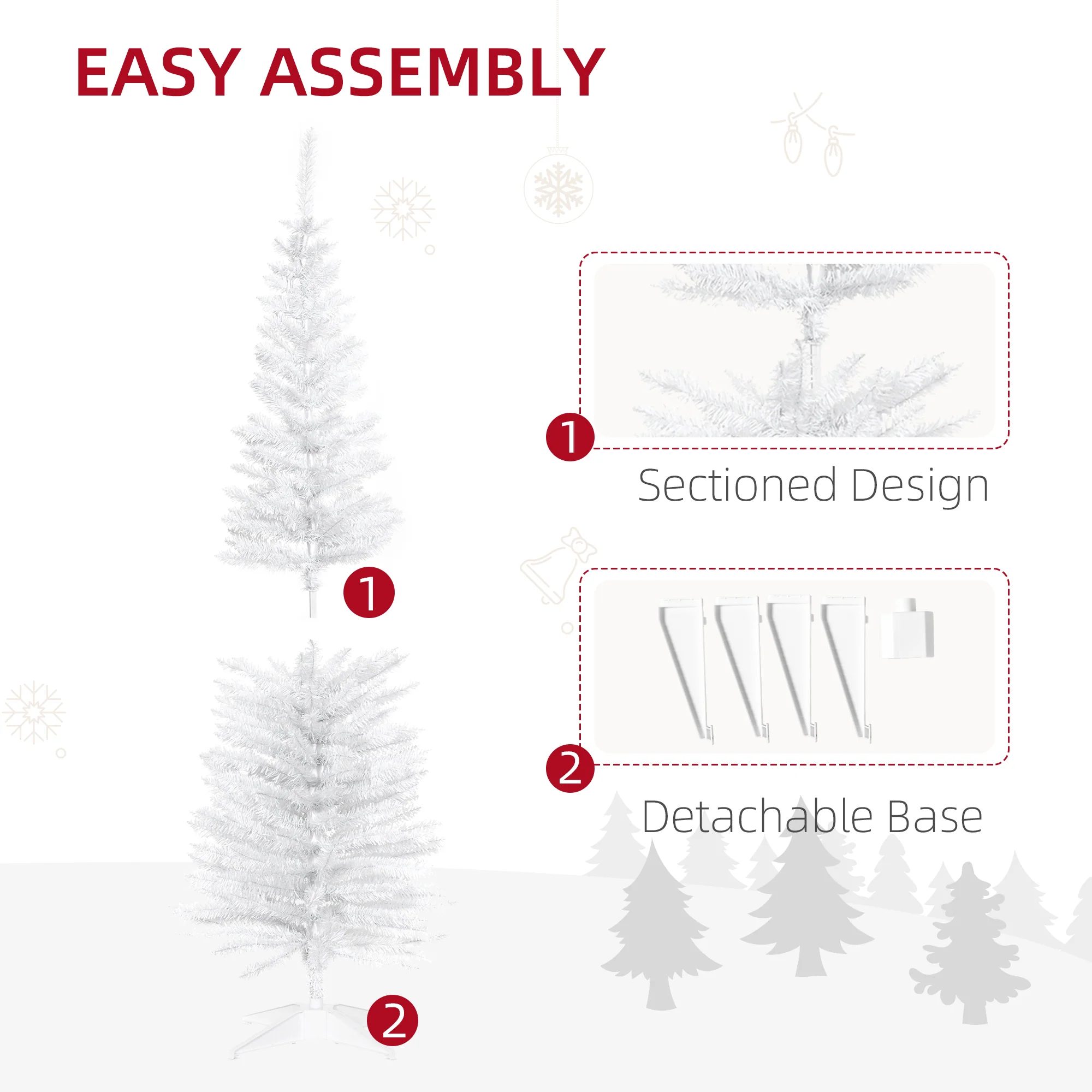 5ft Christmas Tree Artificial - White Slim  294 Tips - Image 7