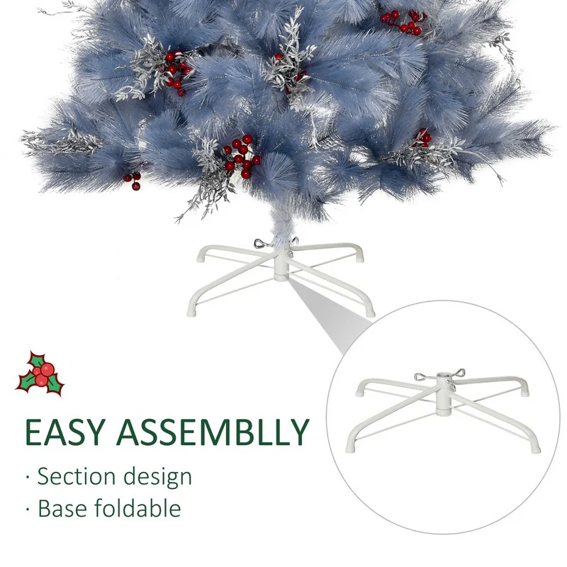 5FT Indoor Christmas Tree Artificial Berry Snow Xmas Decoration with Metal Stand and 222 Tips Grey - Image 6