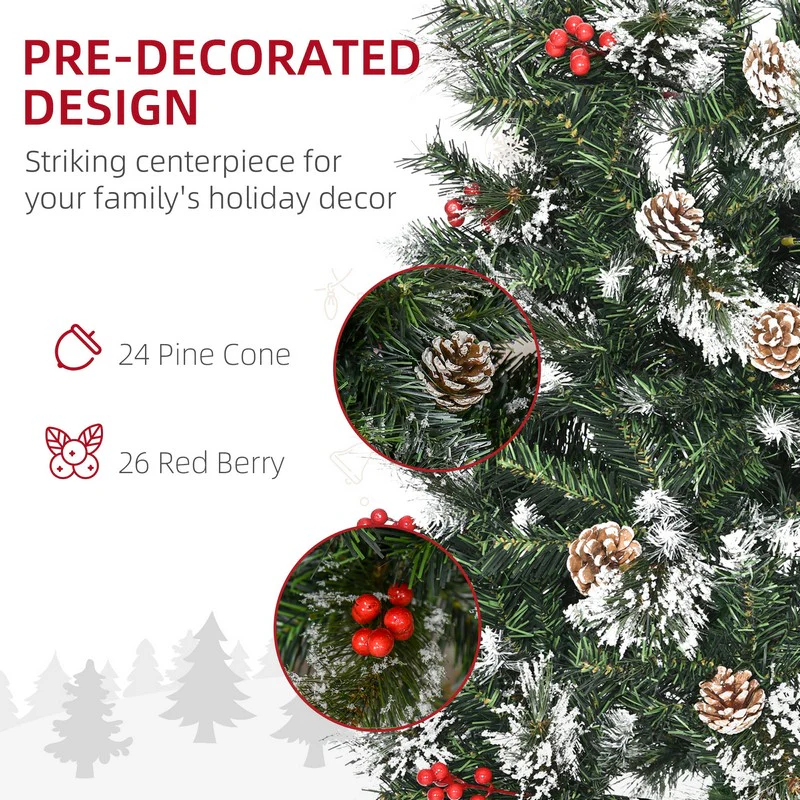 5FT Snow Dipped Artificial Christmas Tree Slim Pencil Xmas Tree with 402 Realistic Branches - Image 5