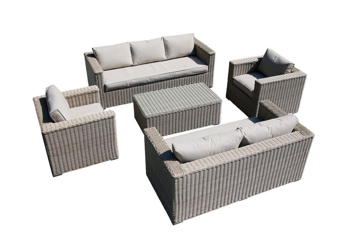Rattan Garden Sofa Set by Mayfair - 7 Seats Grey - Image 3