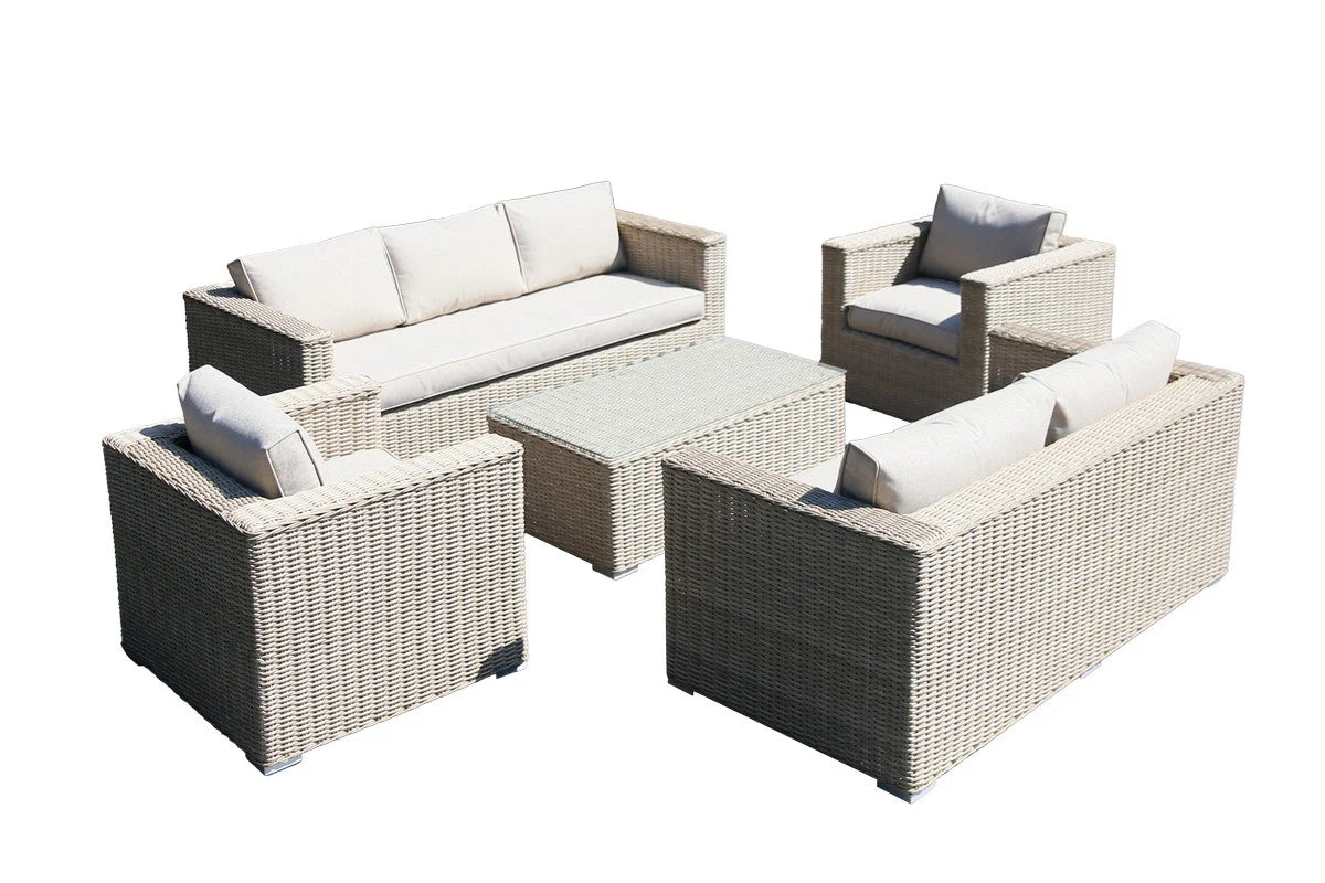 Rattan Garden Sofa Set by Mayfair - 7 Seats Grey - Image 4