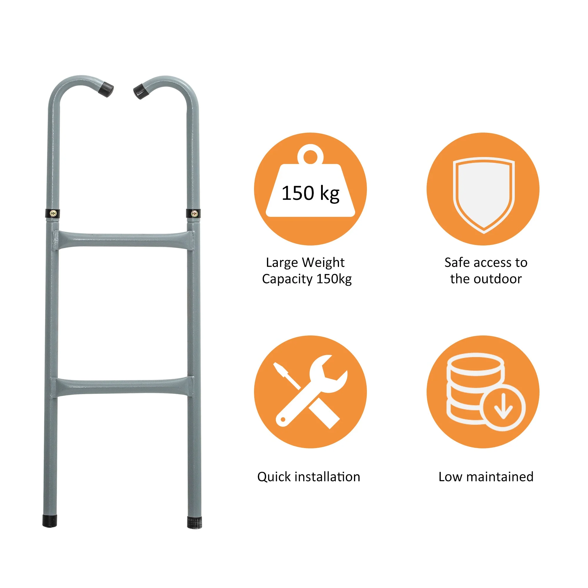 6-10ft Trampoline Ladder Galvanized w/ Non-slip Mat - Image 6