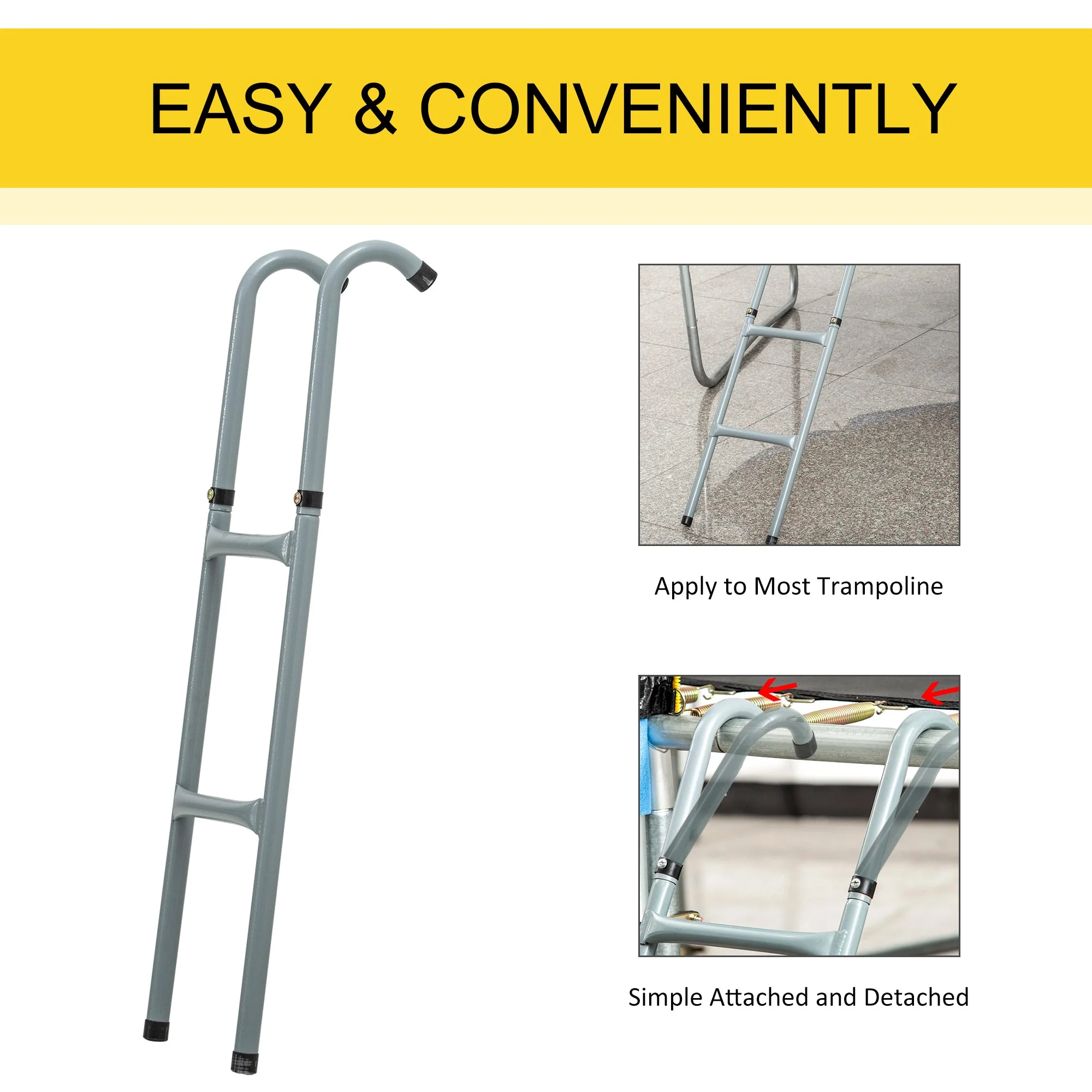 6-10ft Trampoline Ladder Galvanized w/ Non-slip Mat - Image 7