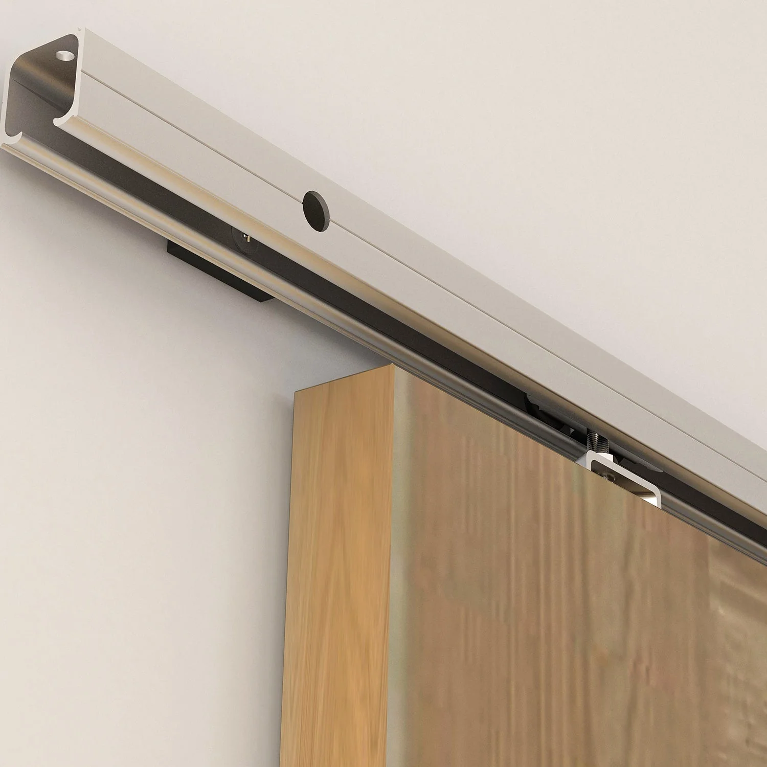 6.5FT Medium-density fibreboard Sliding Barn Door Track Kit Wood Tone - Image 5