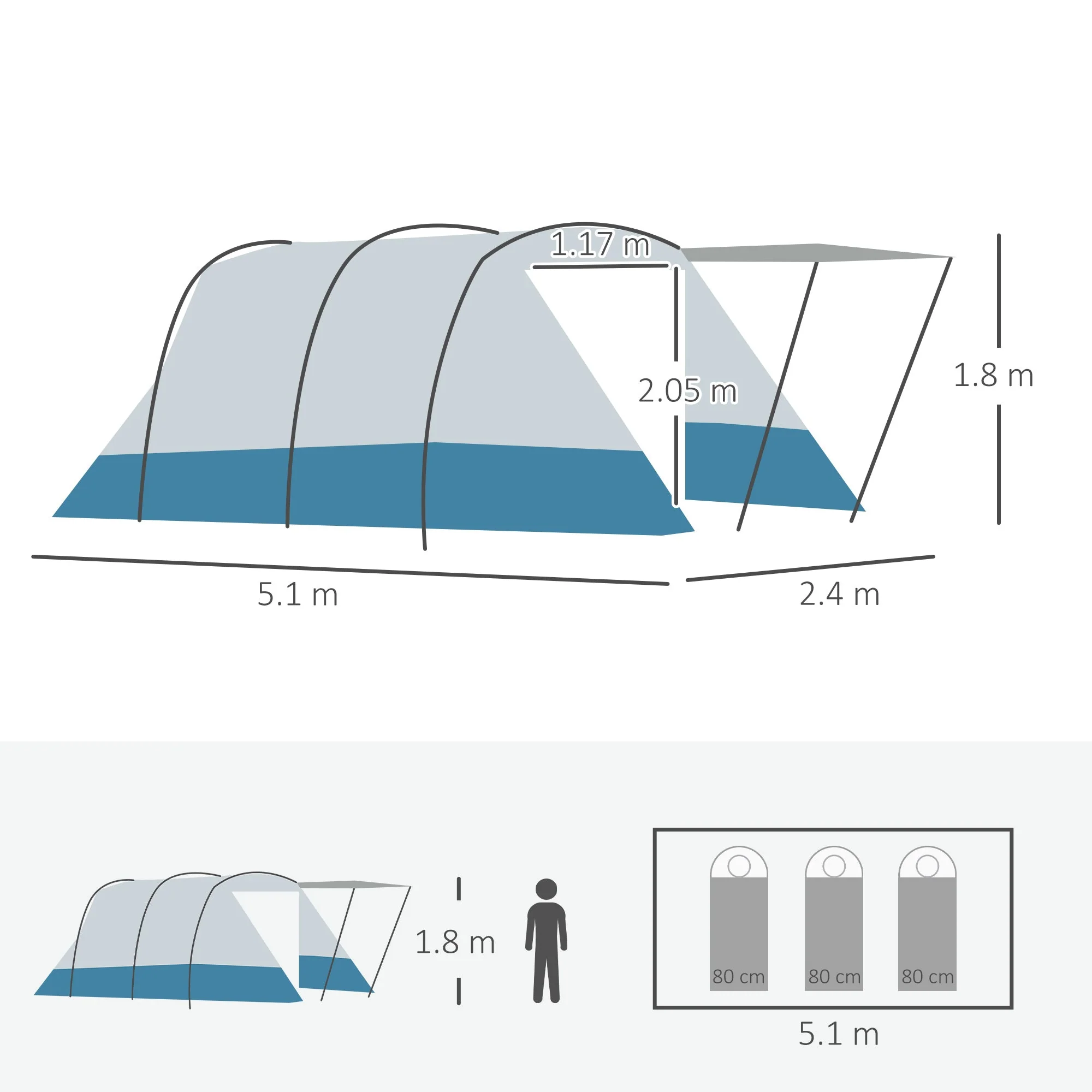 6-8 Person Tunnel Tent - Image 3