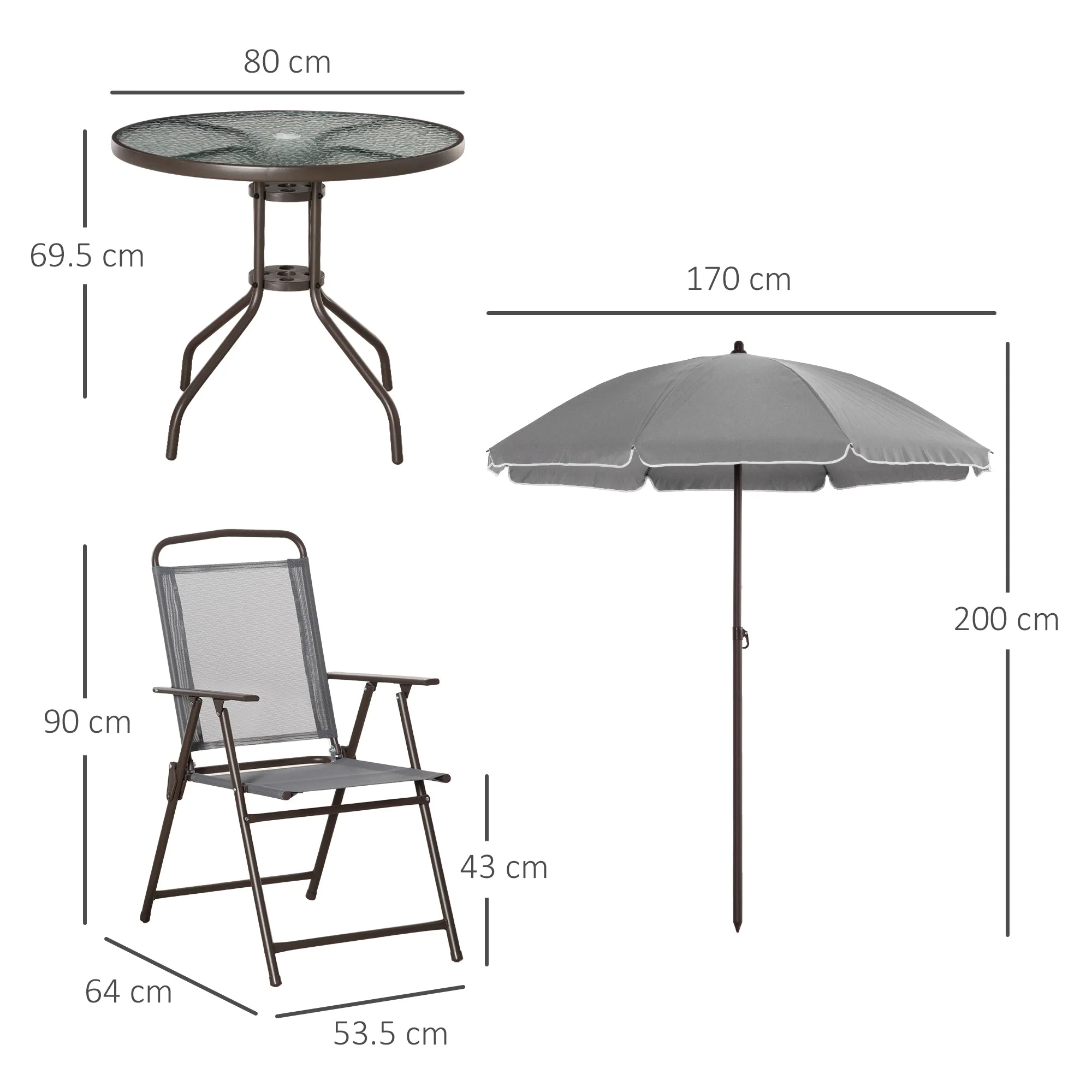 6-Piece Patio Dining Set with Umbrella - Image 2