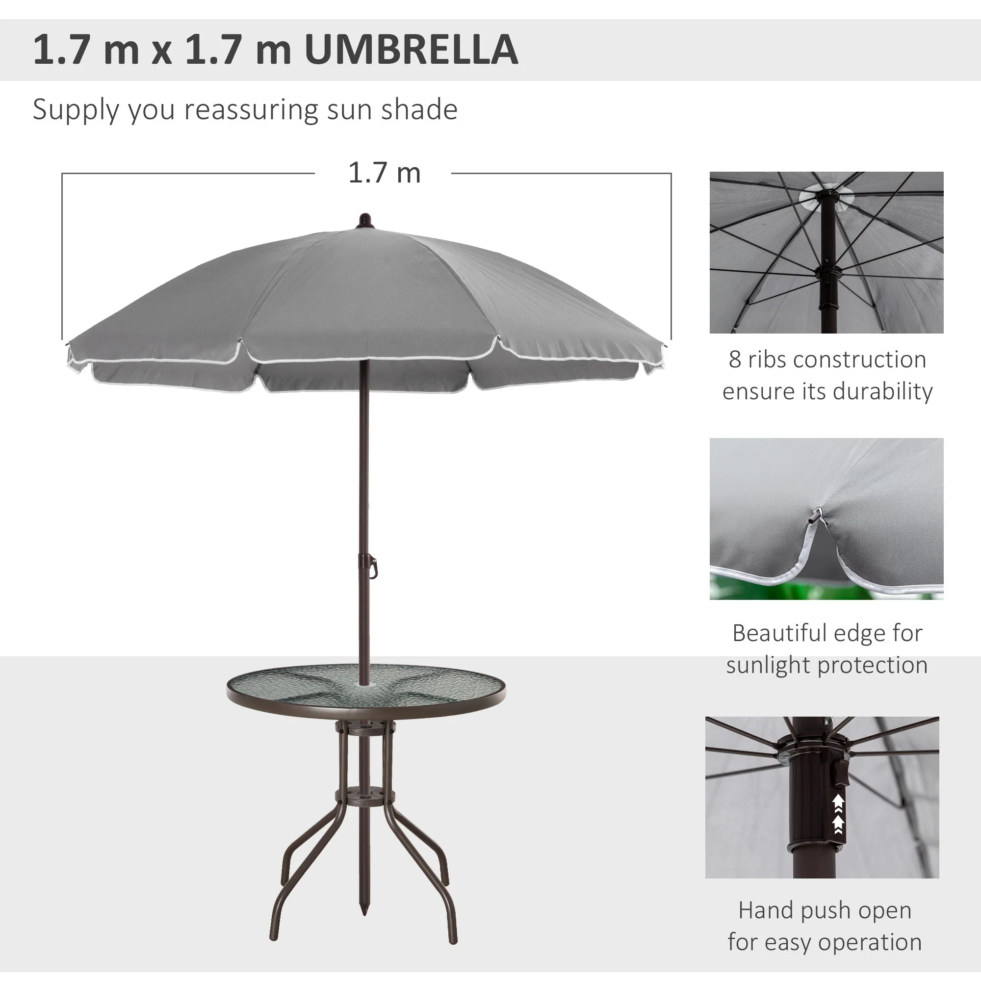 6-Piece Patio Dining Set with Umbrella - Image 5