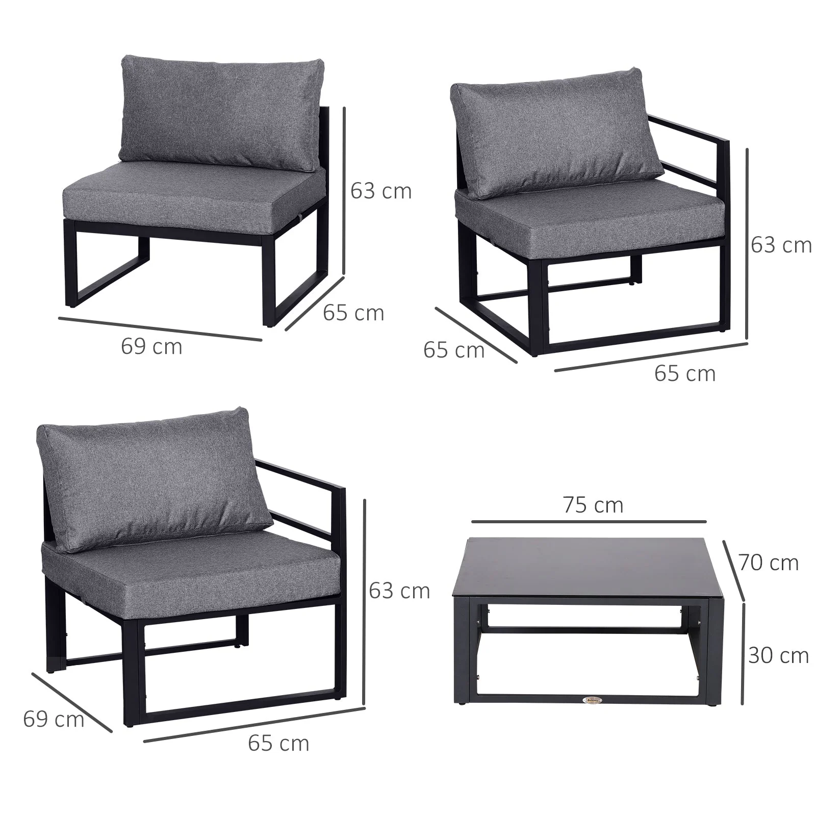 6-Piece Sectional Sofa Set Aluminium Frame - Image 2