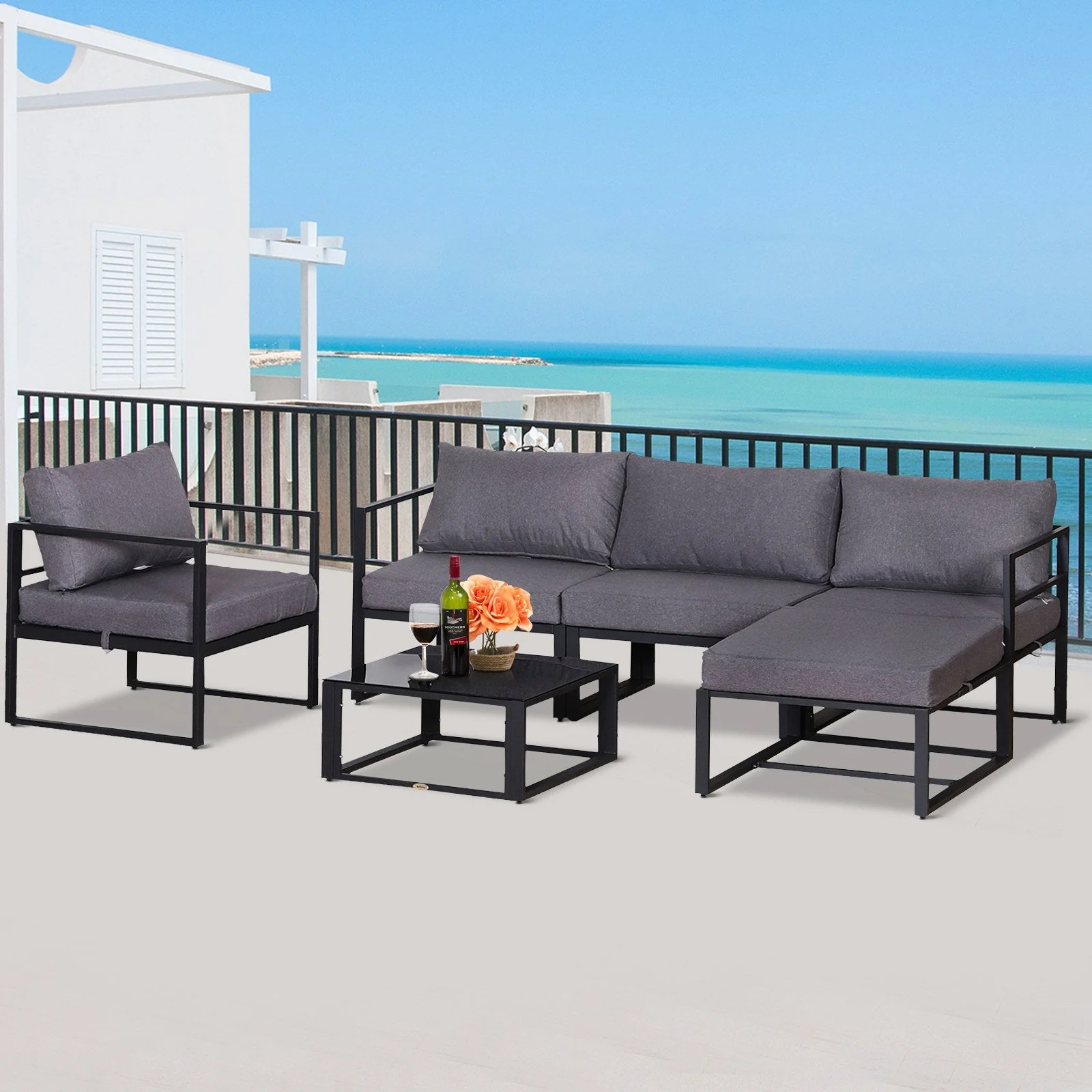 6-Piece Sectional Sofa Set W/Cushions