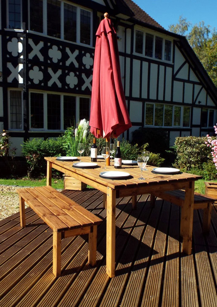6 Seat 2 Benches & 1 Table Scandinavian Redwood Garden - Image 3