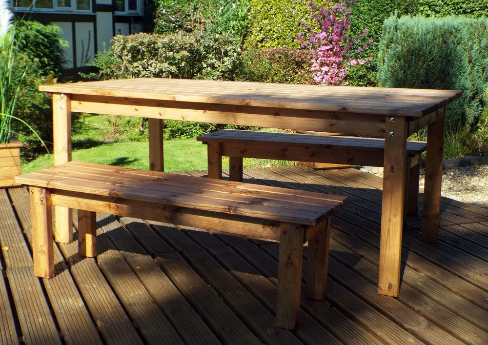 6 Seat 2 Benches & 1 Table Scandinavian Redwood Garden - Image 6
