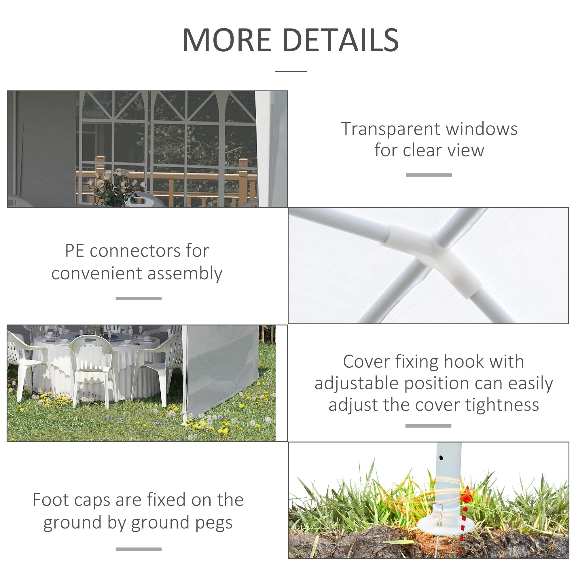 6 x 3 m Party Tent Gazebo Marquee Outdoor Patio Canopy Shelter with Windows and Side Panels White - Image 5