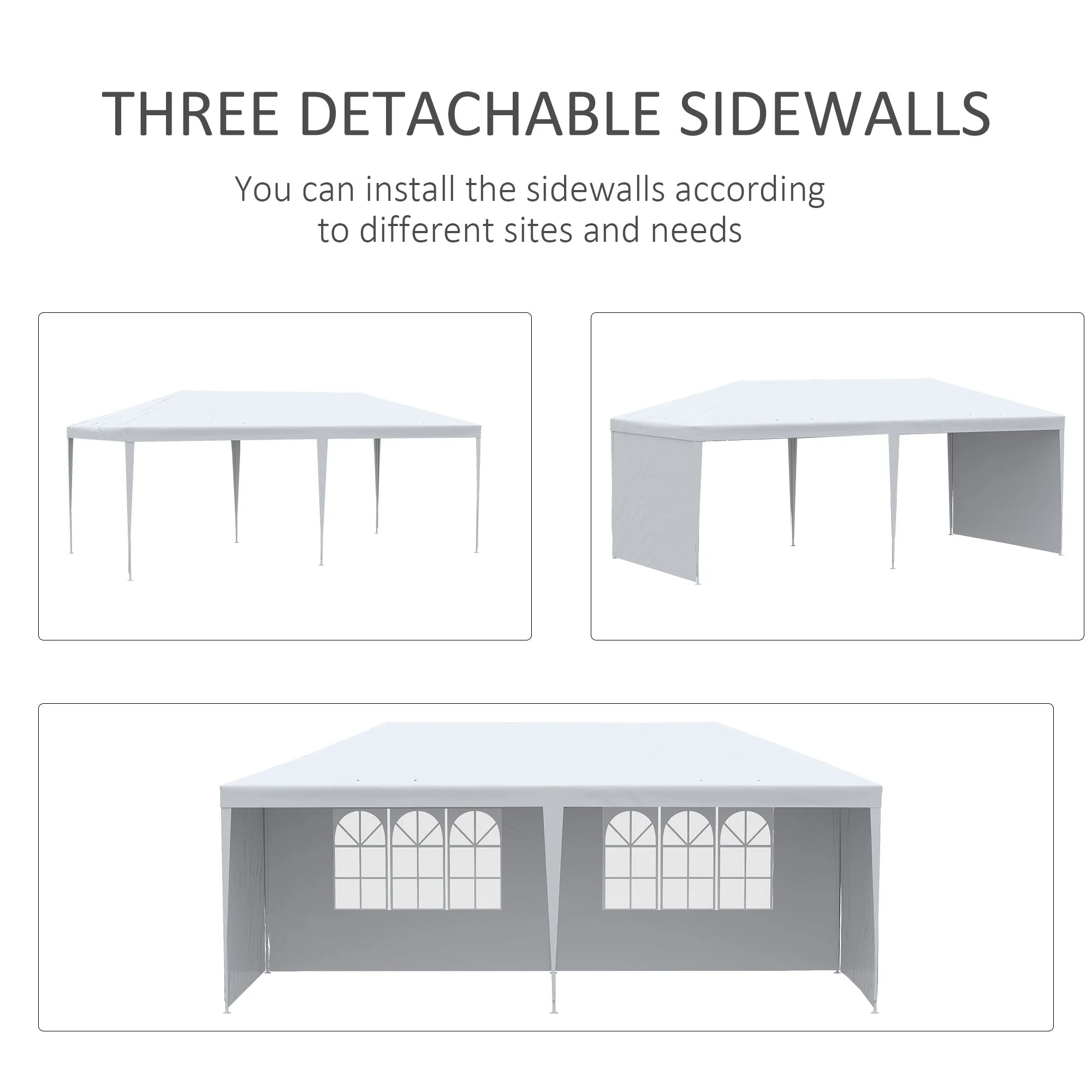 6 x 3 m Party Tent Gazebo Marquee Outdoor Patio Canopy Shelter with Windows and Side Panels White - Image 6