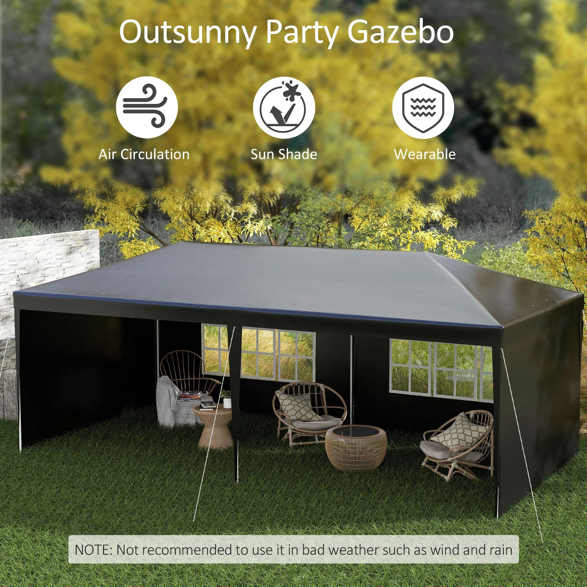 6 x 3m Half-Open Garden Gazebo - Image 3